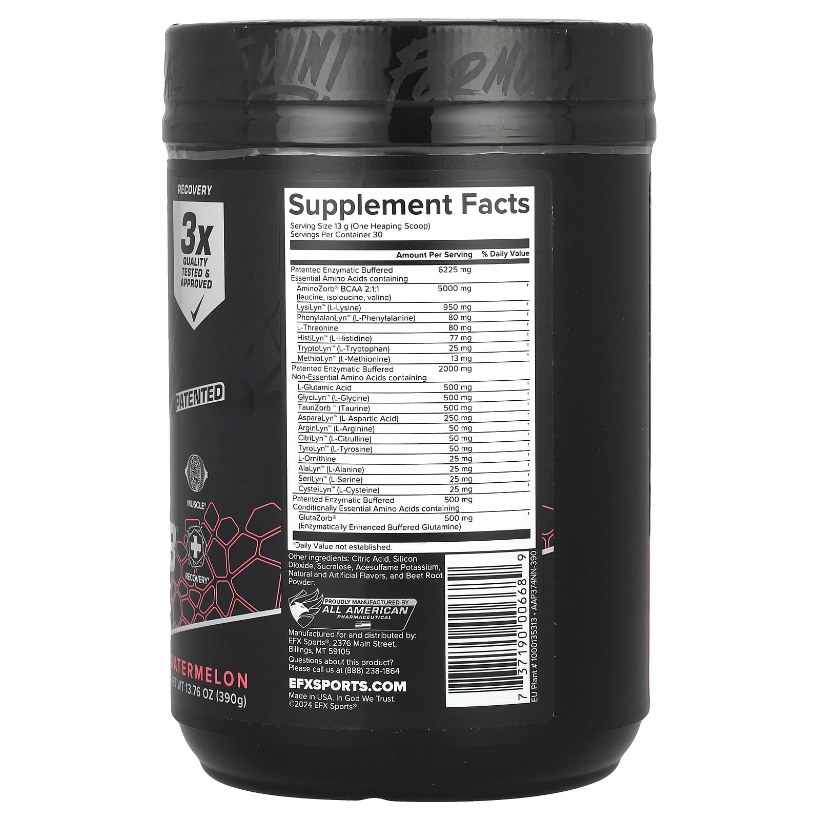EFX Sports AminoZorb Elite 21 Watermelon Muscle Recovery Supplement - Image 2