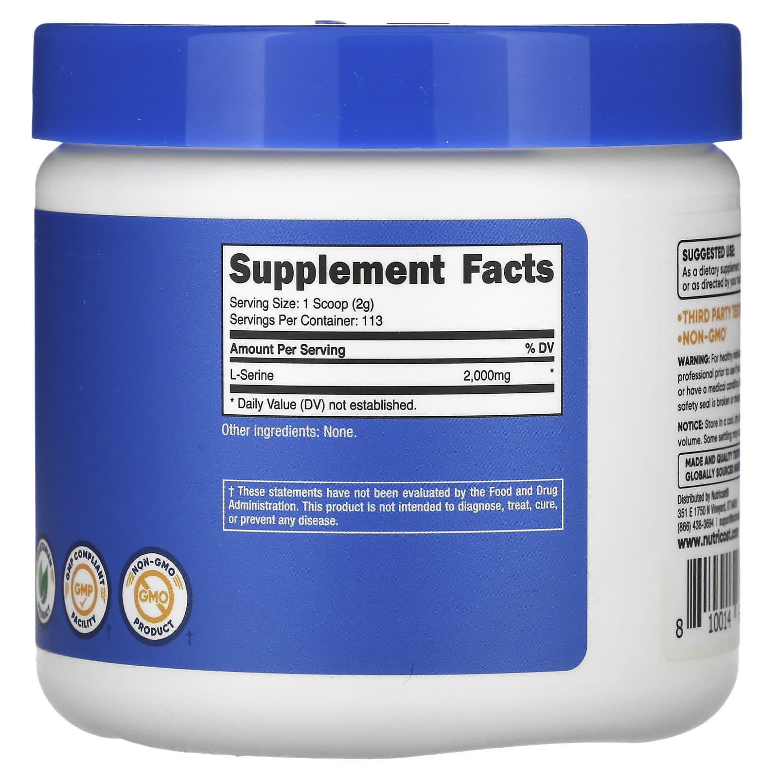 Nutricost, L-Serine Powder, Unflavored, 8 oz (227 g) - Image 2