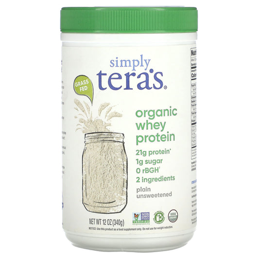 Simply Tera's, Organic Whey Protein, Plain Unsweetened, 12 oz (340 g) - Image 1