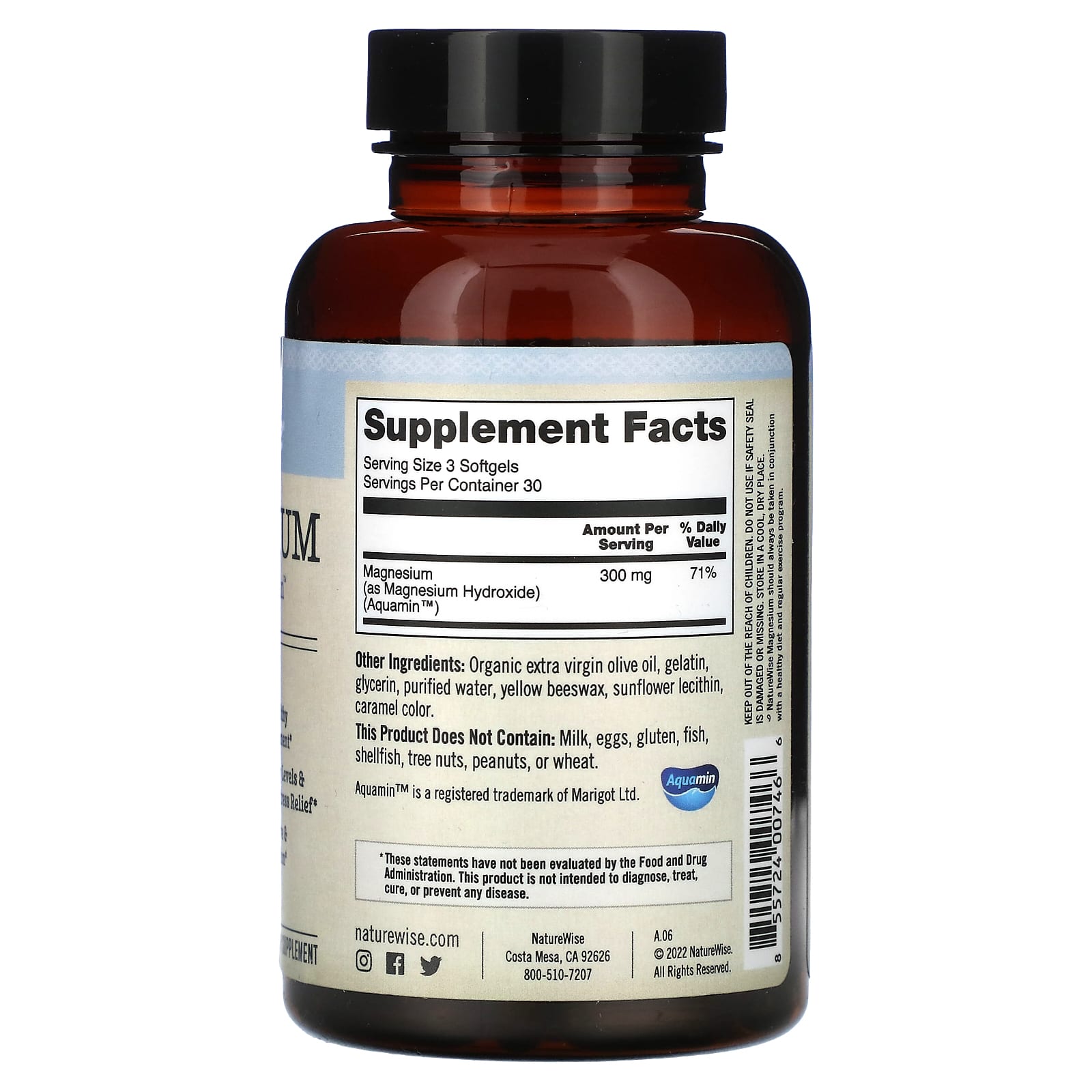 NatureWise, Magnesium, 90 Softgels (100 mg per Softgel) - Image 2