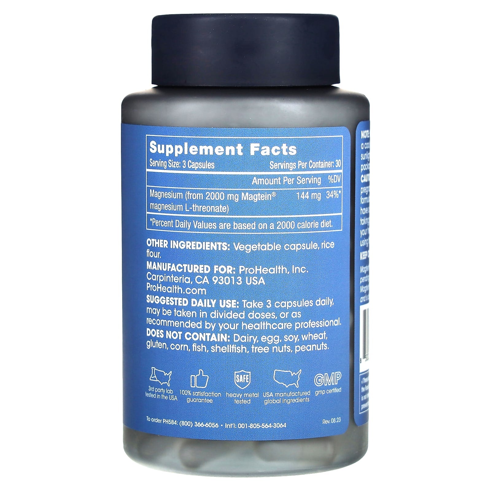 ProHealth Longevity, Brain-Mag Pro, Magnesium L-Threonate, 90 Capsules (48 mg per Capsule) - Image 2