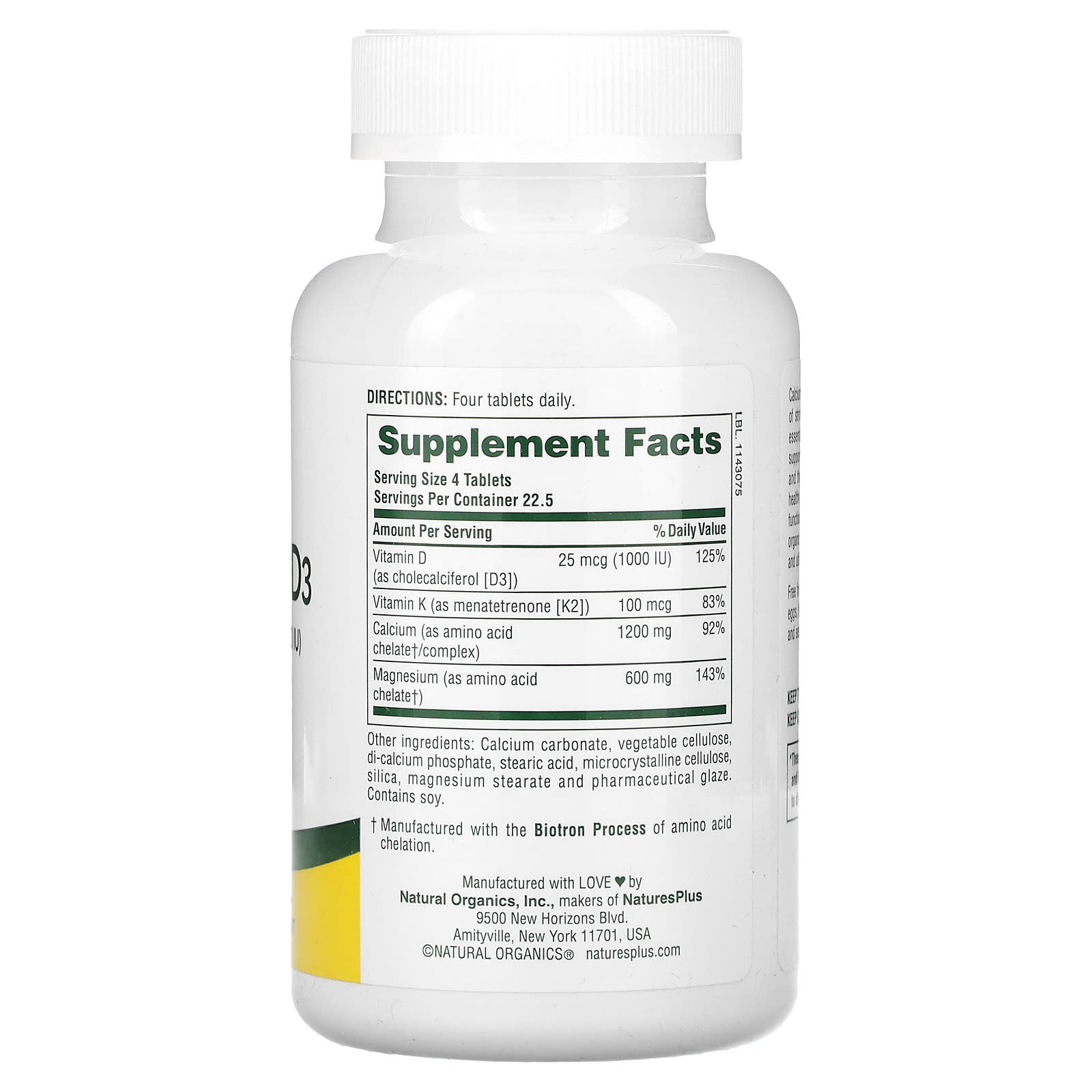 NaturesPlus, Cal/Mag/Vit D3 with Vitamin K2, 90 Tablets - Image 2