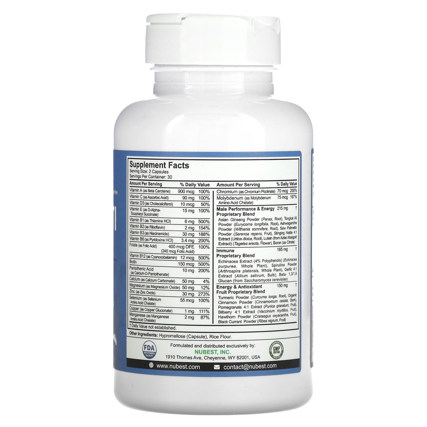 NuBest, Premium Men's Multi , 60 Vegetarian Capsules - Image 2