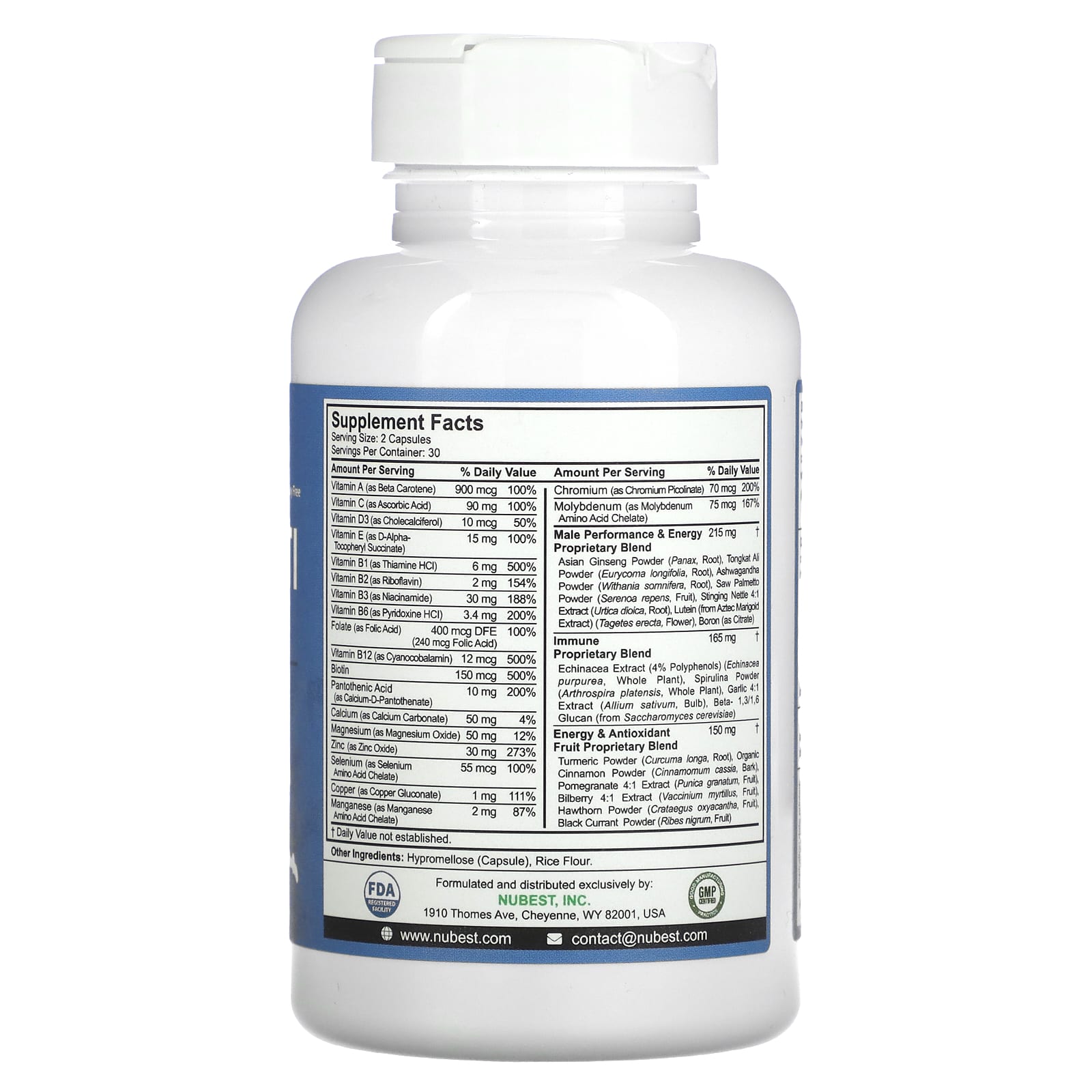 NuBest, Premium Men's Multi , 60 Vegetarian Capsules - Image 2