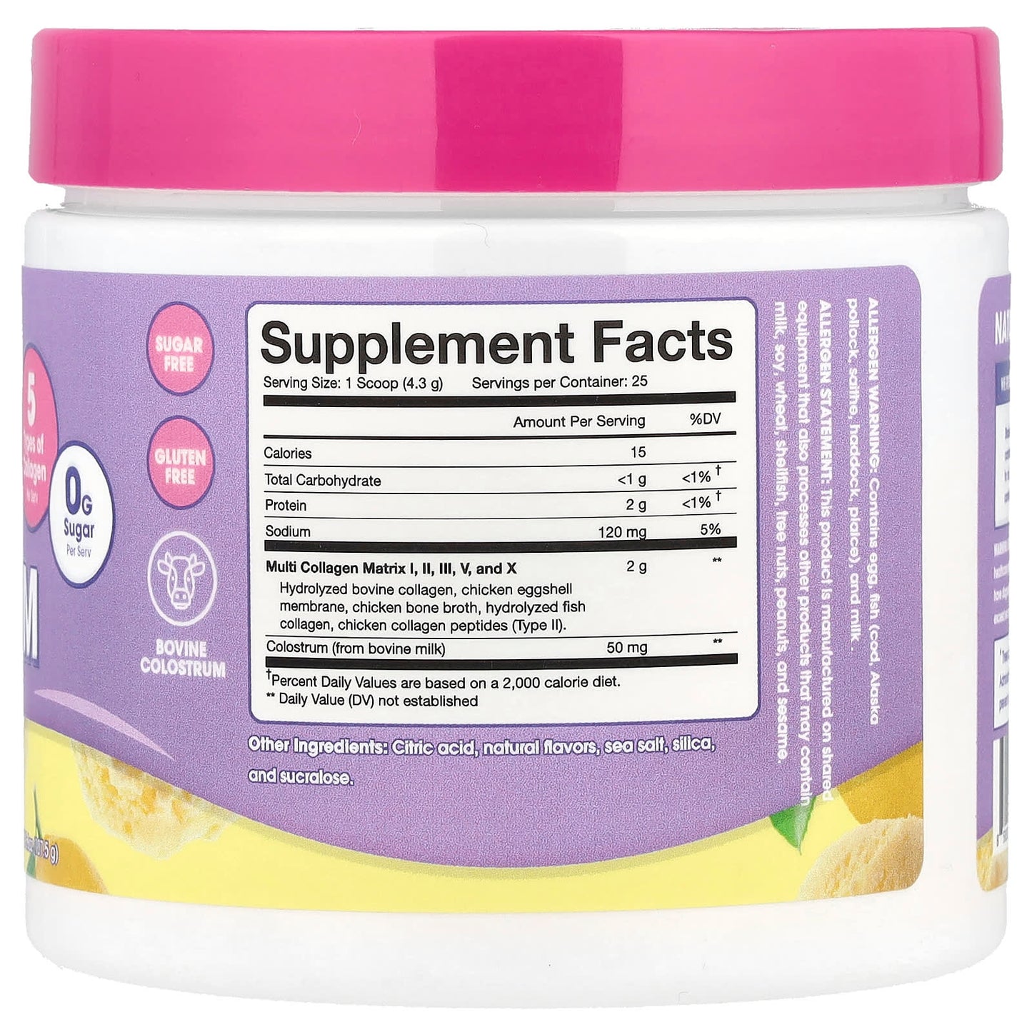 Obvi, Collagen Colostrum, Lemon Sorbet , 3.8 oz (107.5 g) - Image 2