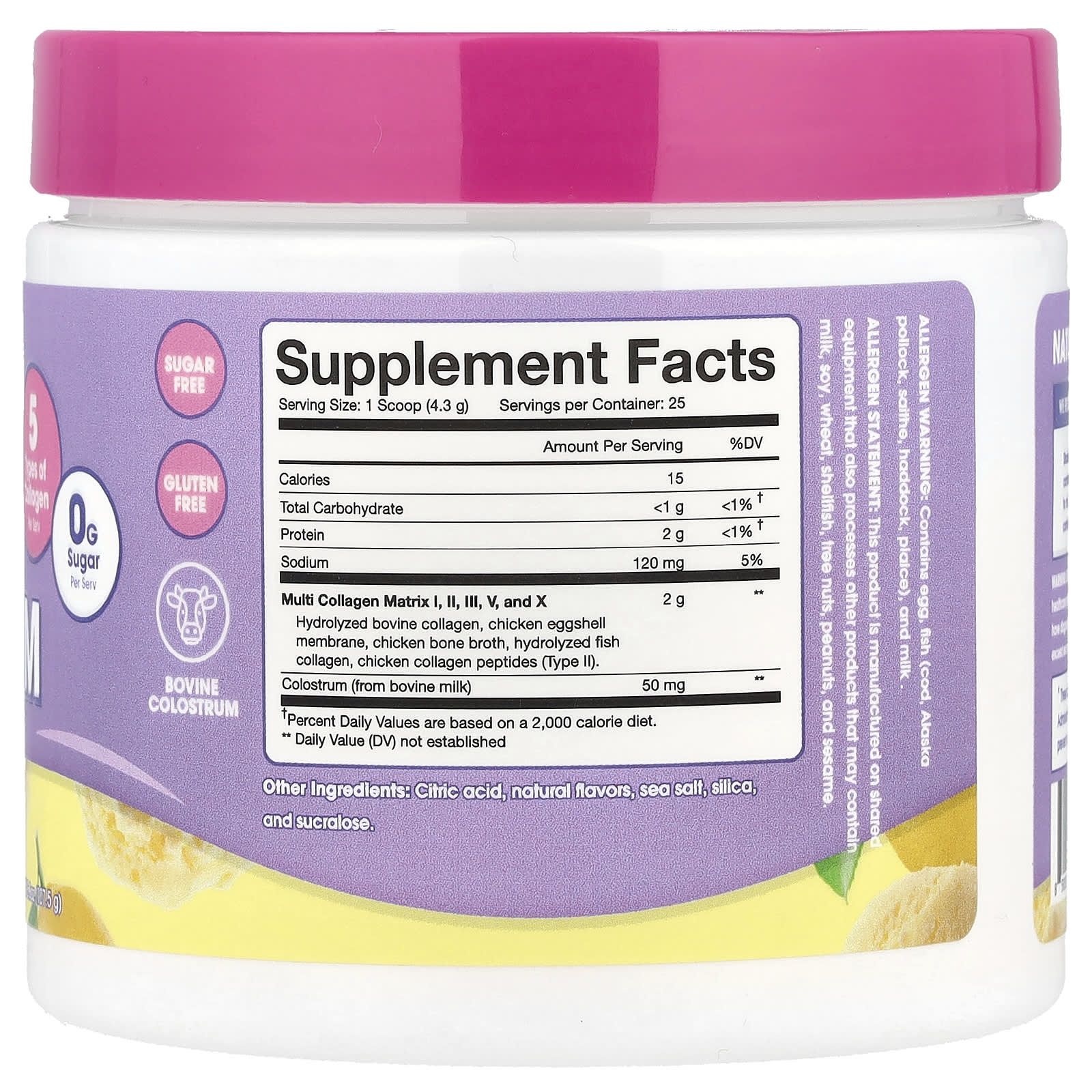 Obvi, Collagen Colostrum, Lemon Sorbet , 3.8 oz (107.5 g) - Image 2