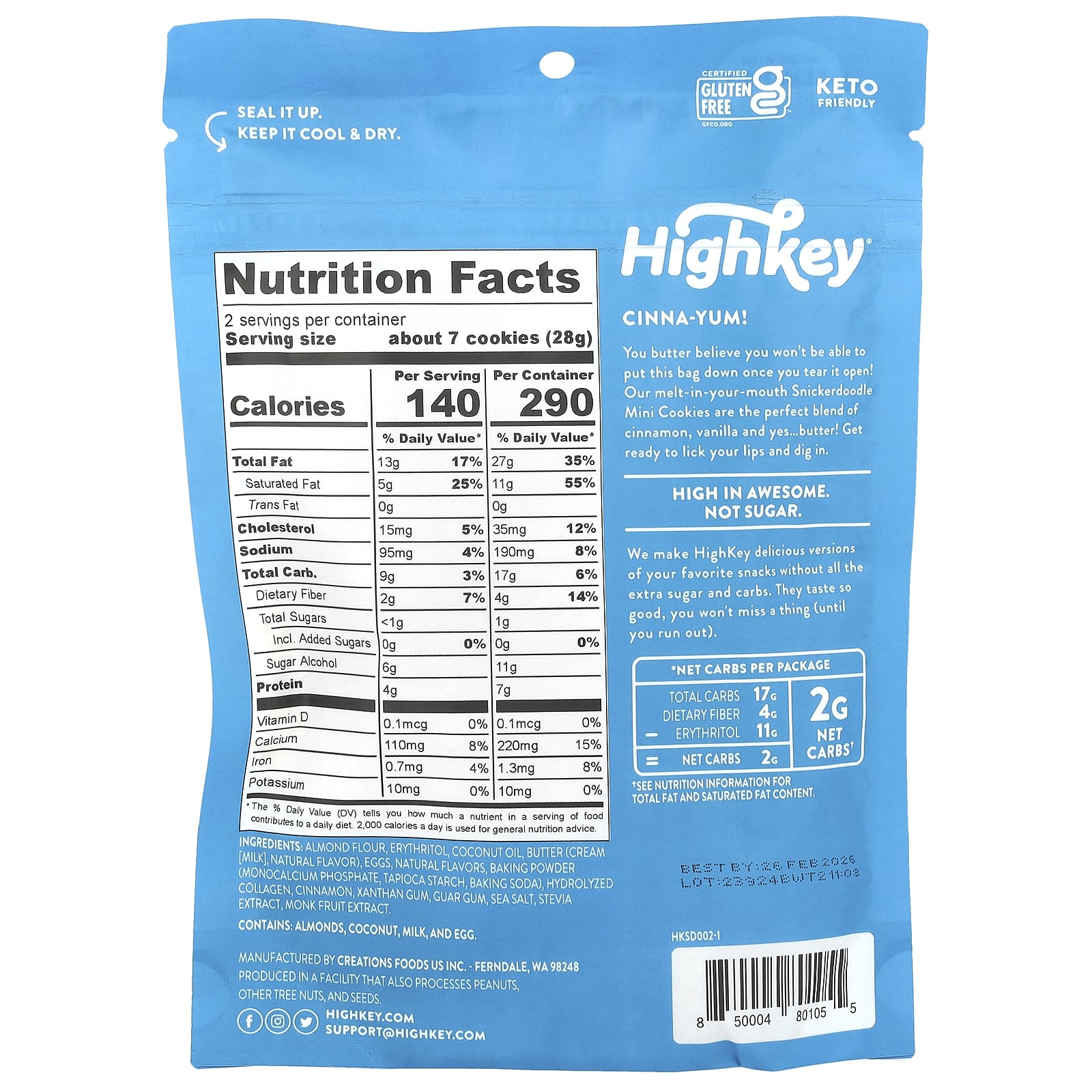 HighKey Keto Snickerdoodle Mini Cookies (2 oz, 56.6g) - Image 2