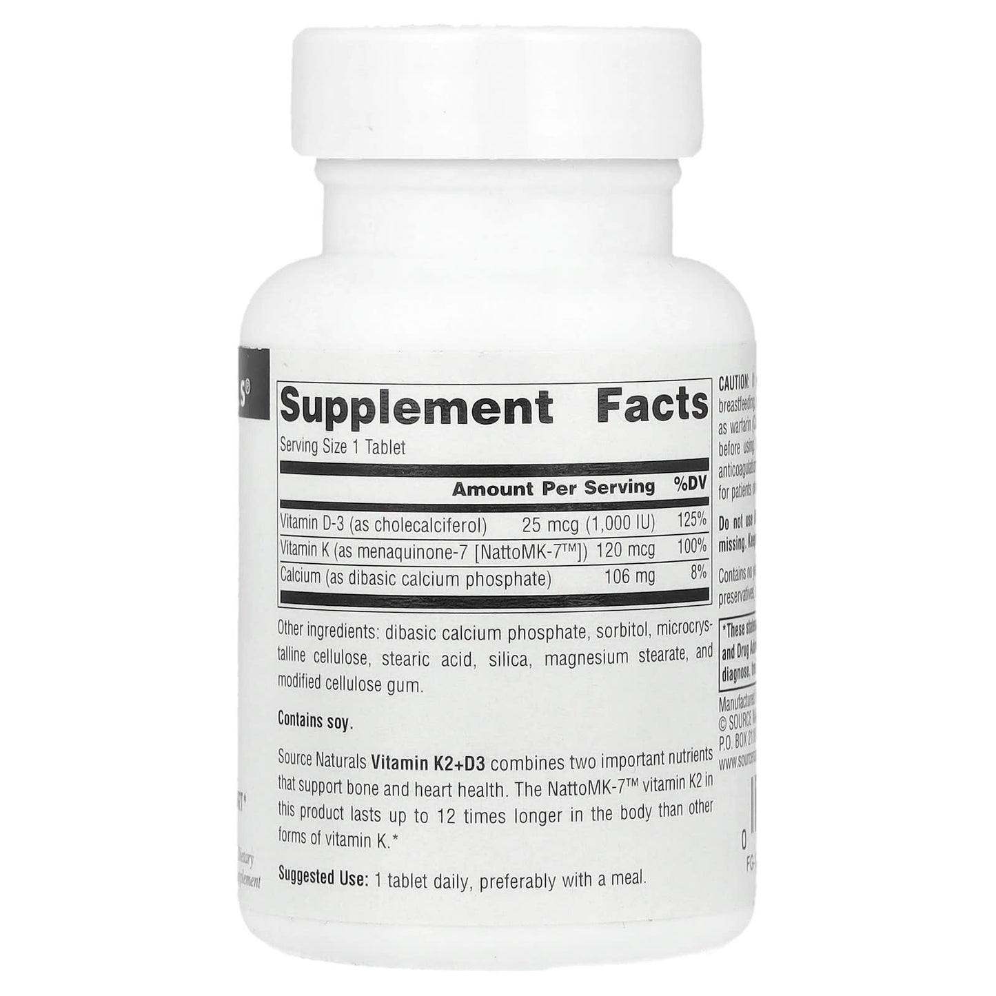 Source Naturals, Vitamin K2+D3 , 30 Tablets - Image 2