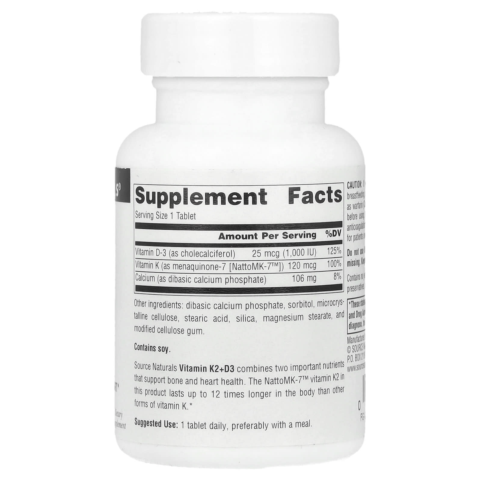 Source Naturals, Vitamin K2+D3 , 30 Tablets - Image 2
