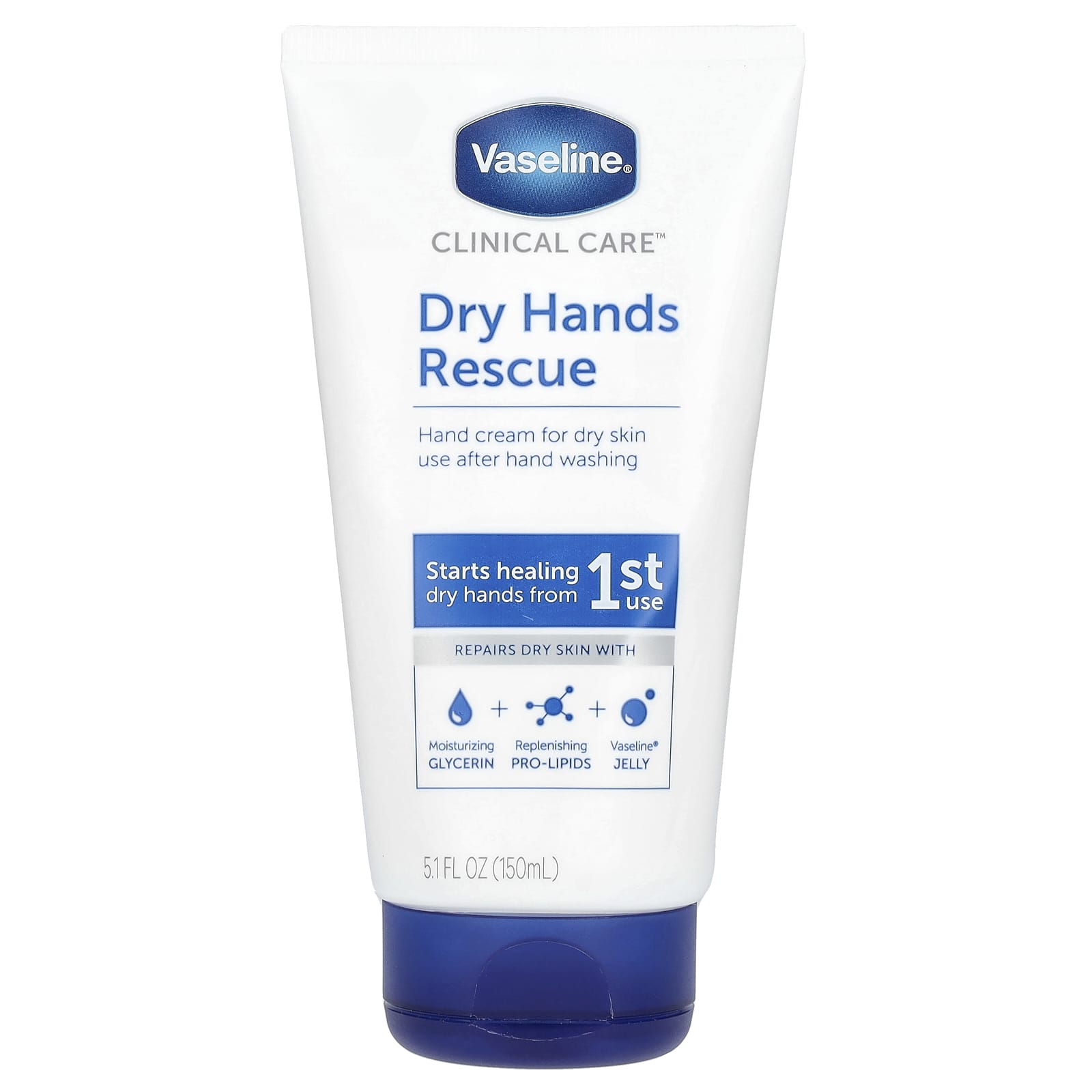 Vaseline, Clinical Care™, Dry Hands Rescue, Fragrance Free, 5.1 fl oz (150 ml) - Image 1