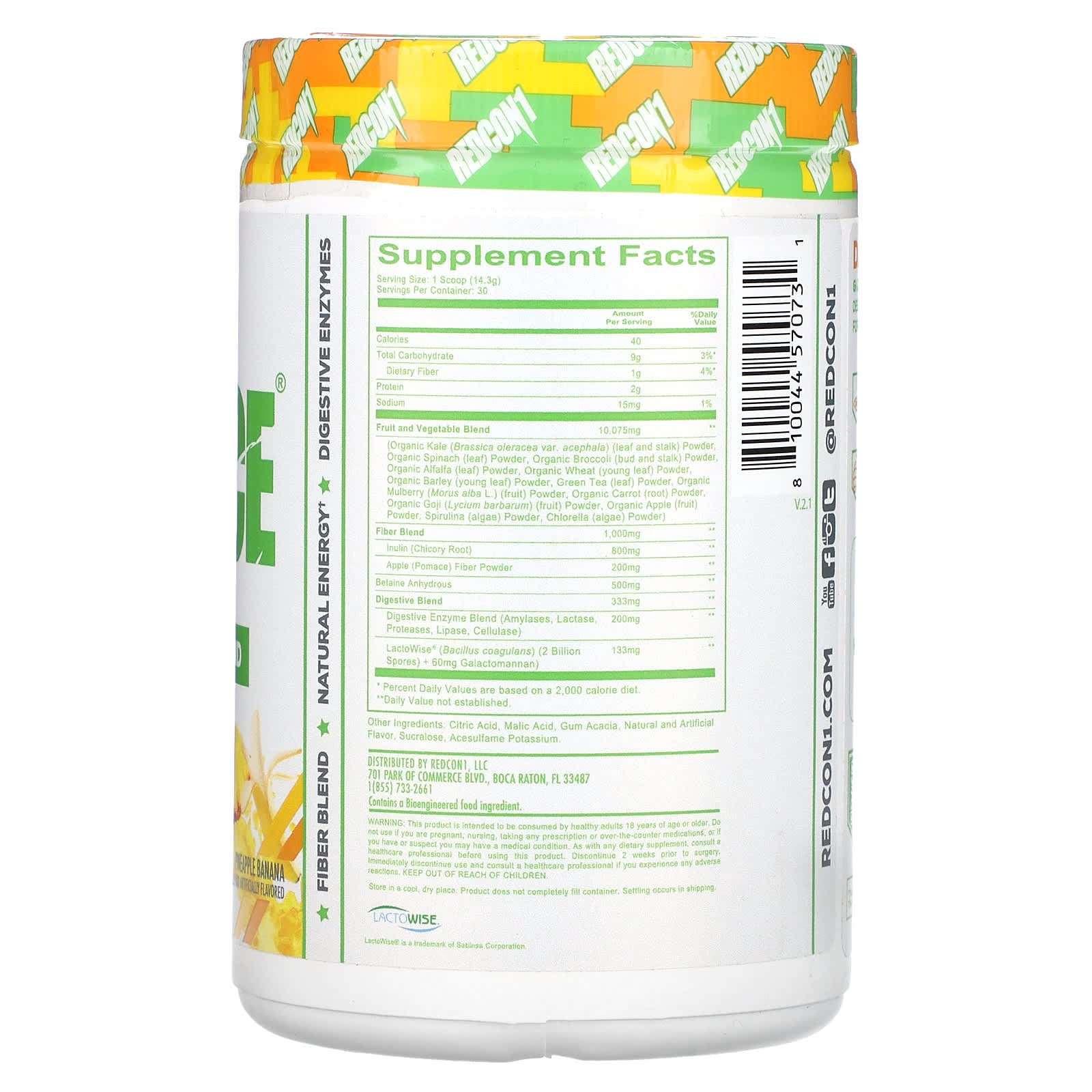 Redcon1, GI Juice, Supergreens Blend, Pineapple Banana, 15.13 oz (429 g) - Image 2