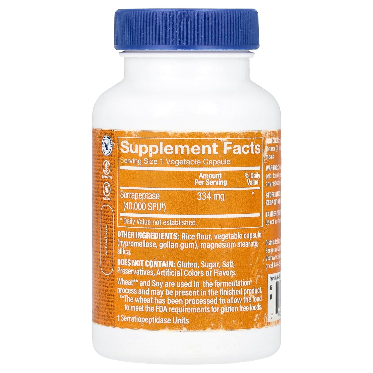 The Vitamin Shoppe, Serrapeptase, 334 mg, 90 Vegetable Capsules - Image 2