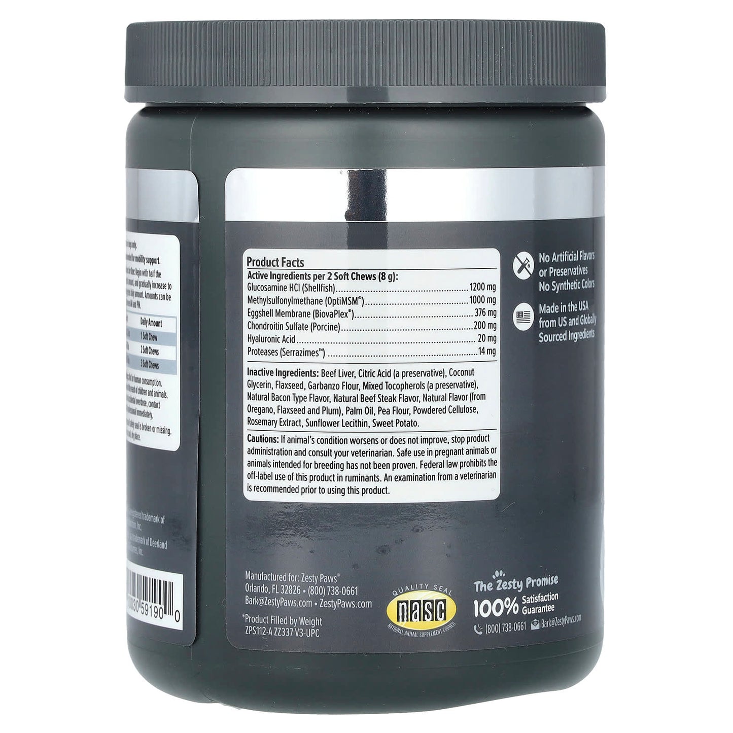 Zesty Paws, Vet Strength Hip & Joint Bites, For Dogs, All Ages, Beef & Bacon, 90 Soft Chews,12.6 oz (360 g) - Image 2