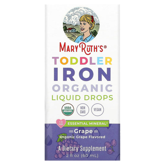 MaryRuth's, Toddler Iron Organic Liquid Drops, 1-3 Years, Grape, 3.5 mg, 2 fl oz (60 ml) - Image 1