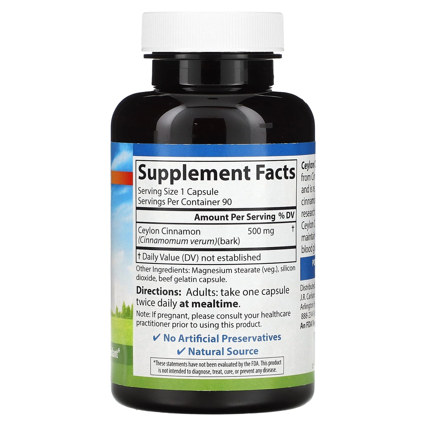  Carlson Ceylon Cinnamon Supplement for Blood Glucose Support, 90 Capsules - Image 2