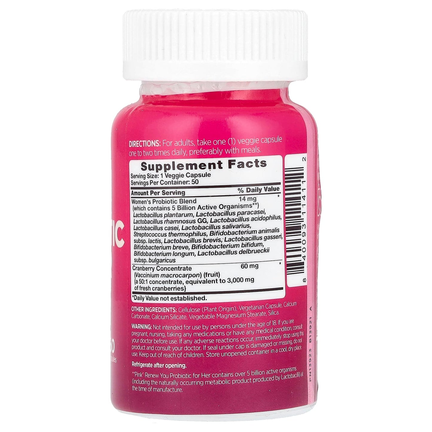 Pink, Probiotic for Her +Cranberry, 50 Capsules - Image 2