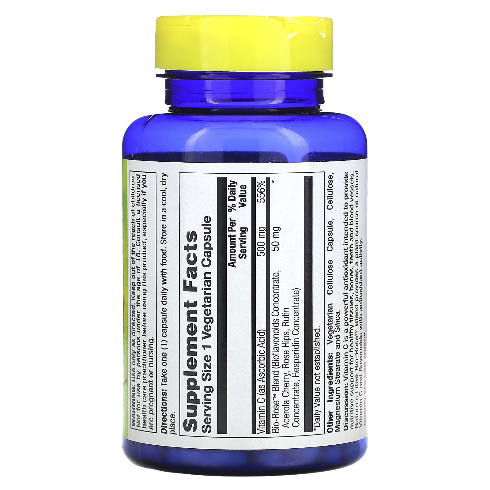 Nature's Life, Vitamin C, 500 mg, 100 Vegetarian Capsules - Image 2