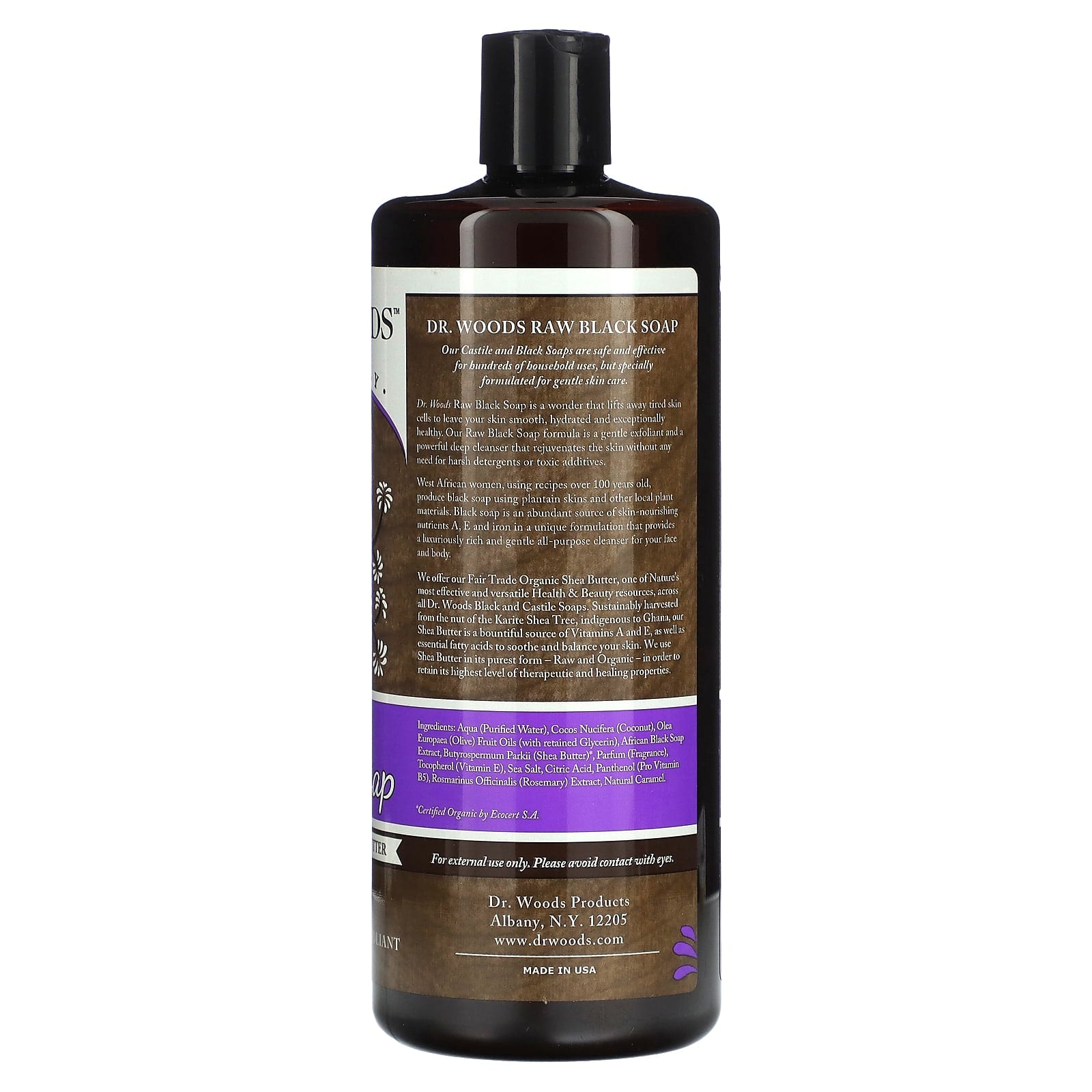 Dr. Woods Raw Black Soap, 32 fl oz, Natural Exfoliant & Cleanser - Image 2