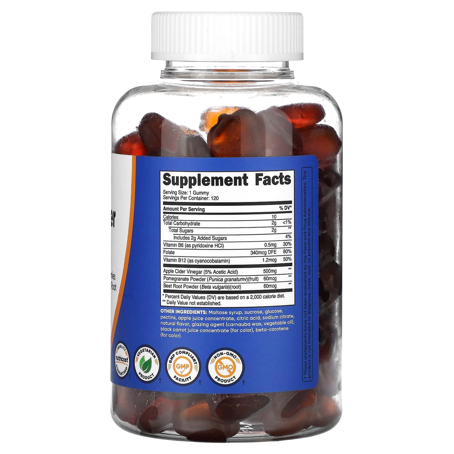 Nutricost, Apple Cider Vinegar Gummies, Apple, 500 mg, 120 Gummies - Image 2