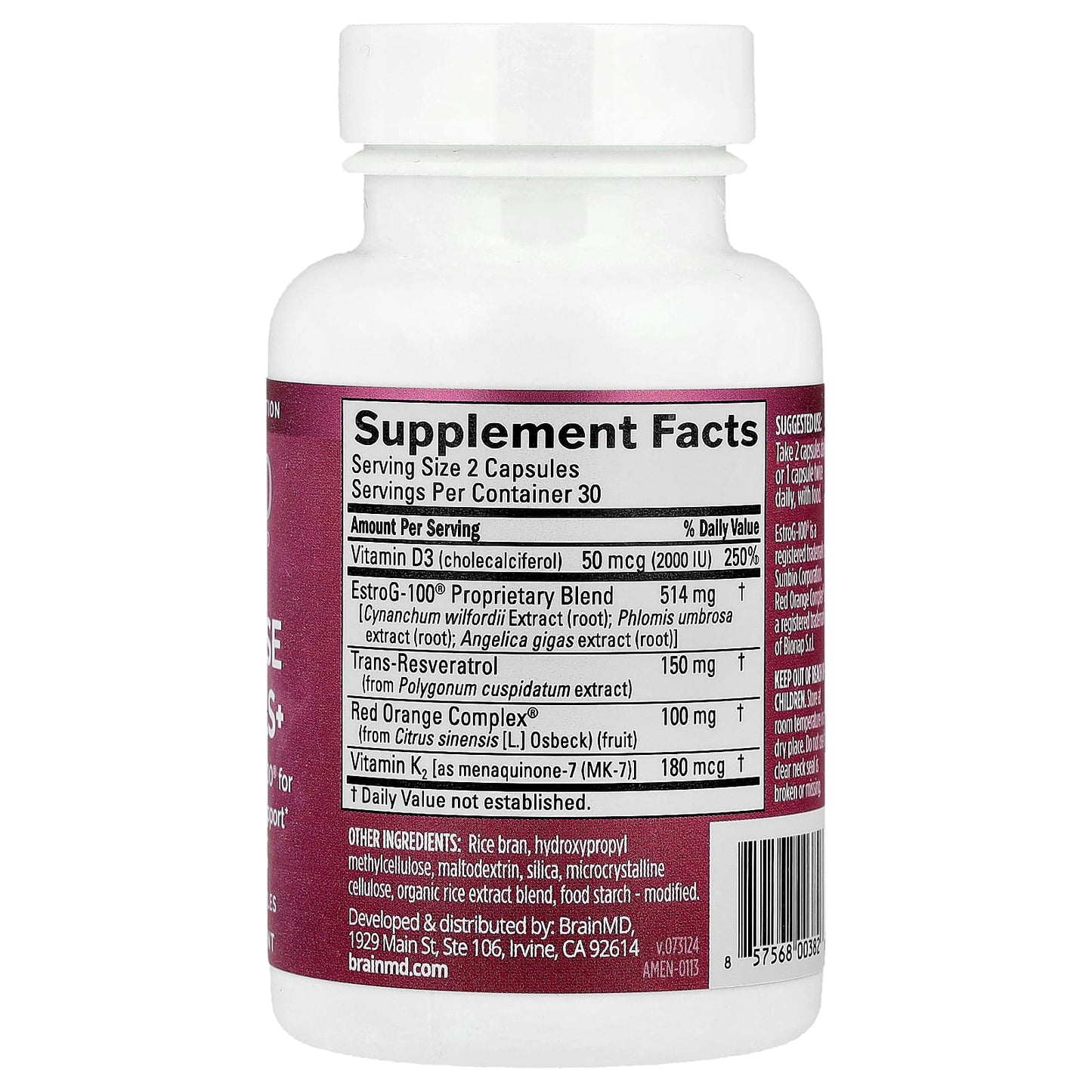 BrainMD Menopause Essentials+ Support for Hot Flashes & Hormone Balance - 60 Capsules - Image 2