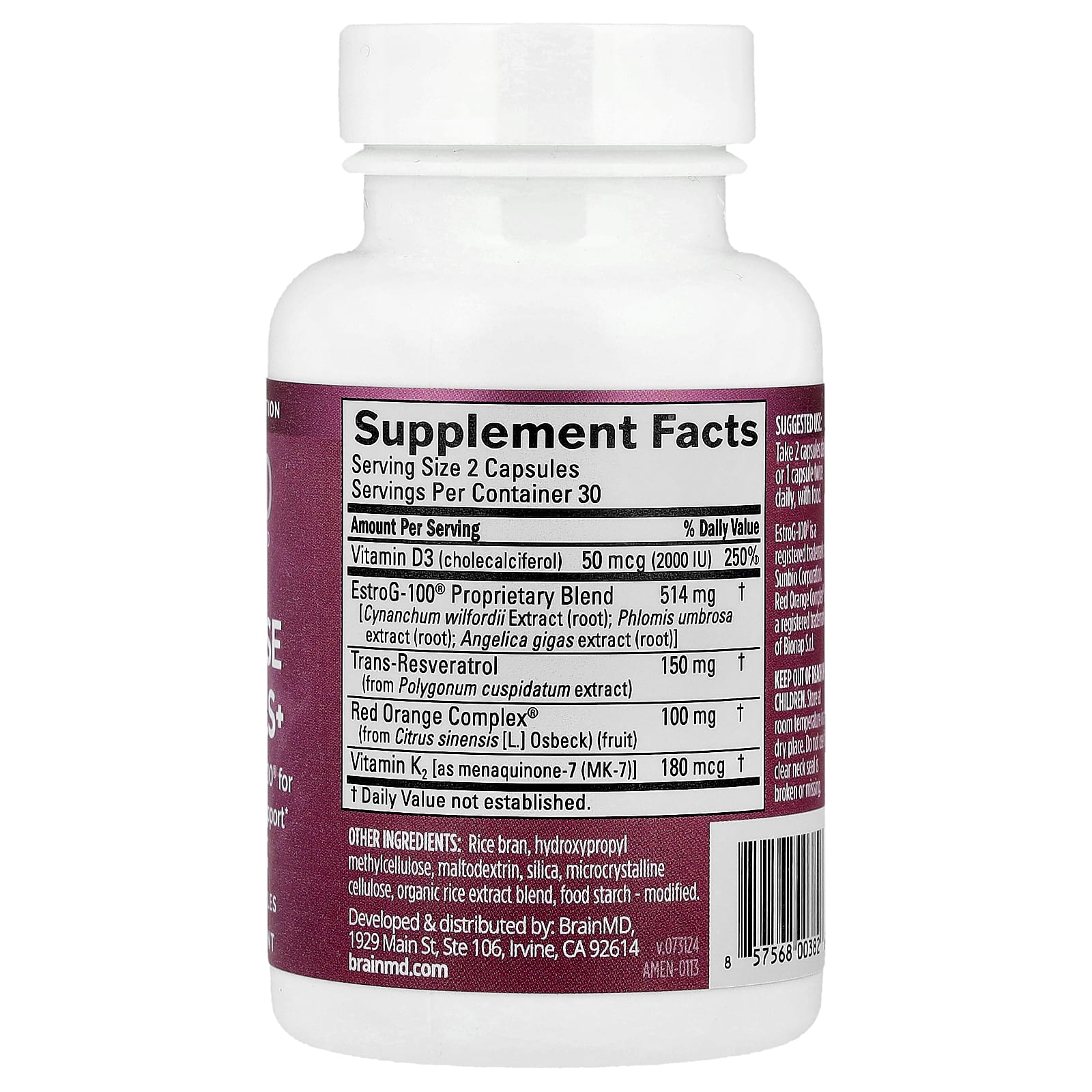BrainMD Menopause Essentials+ Support for Hot Flashes & Hormone Balance - 60 Capsules - Image 2