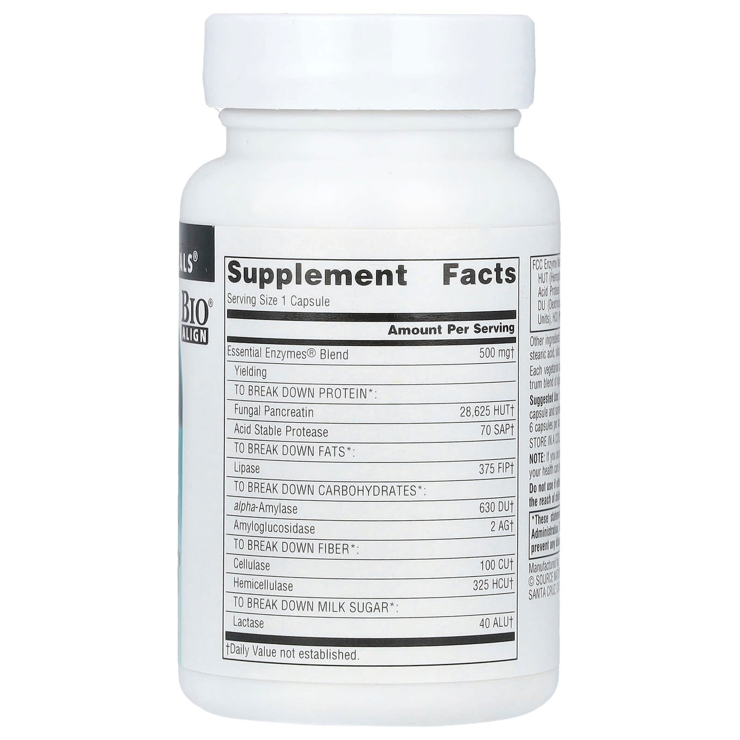 Source Naturals, Daily Essential Enzymes®, 500 mg, 60 Vegetarian Capsules - Image 2