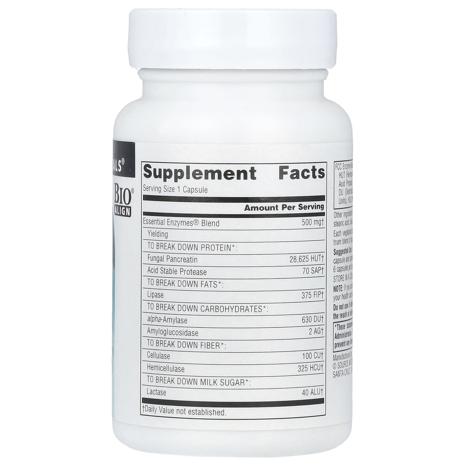 Source Naturals, Daily Essential Enzymes®, 500 mg, 60 Vegetarian Capsules - Image 2