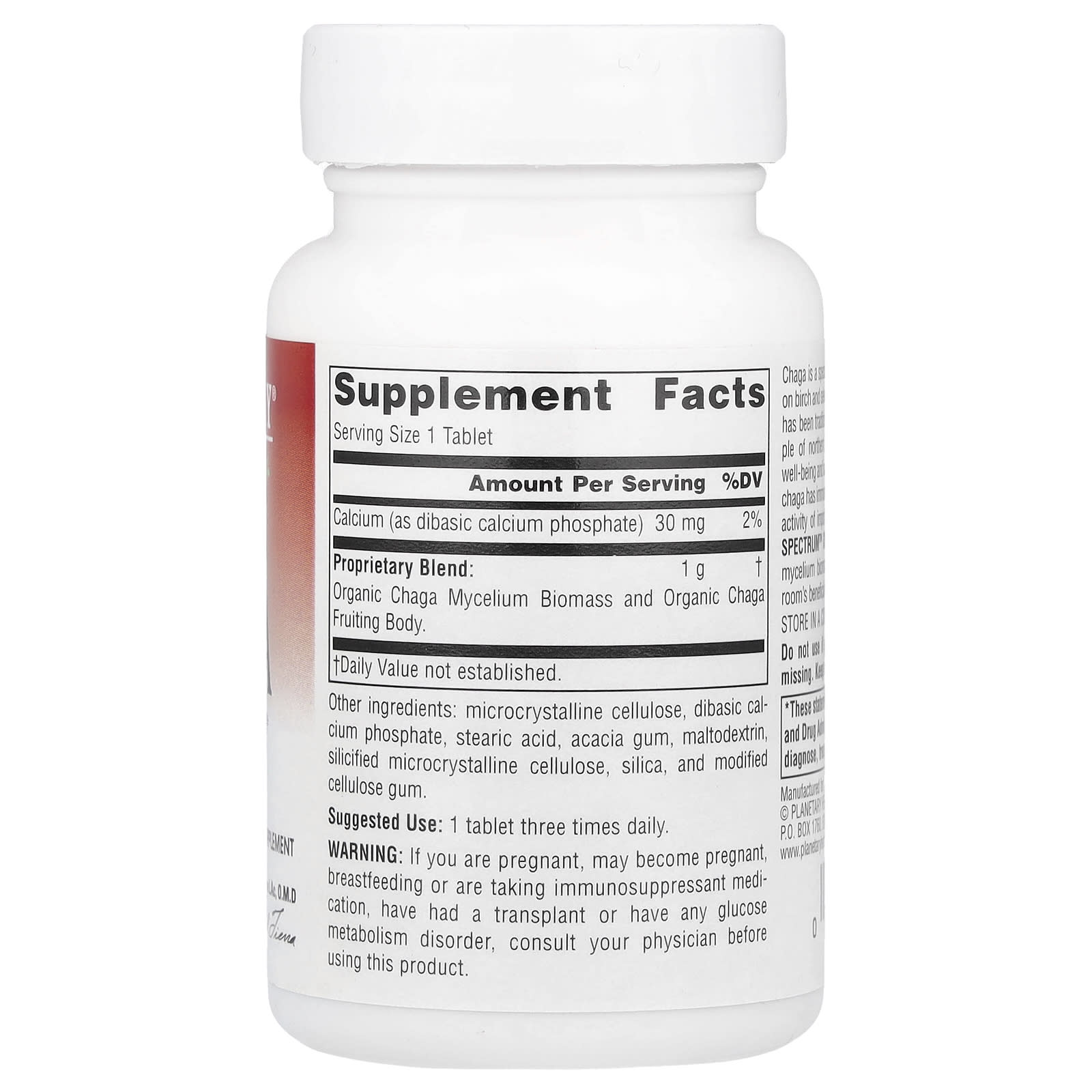 Planetary Herbals, Full Spectrum™ Chaga, 30 Tablets - Image 2