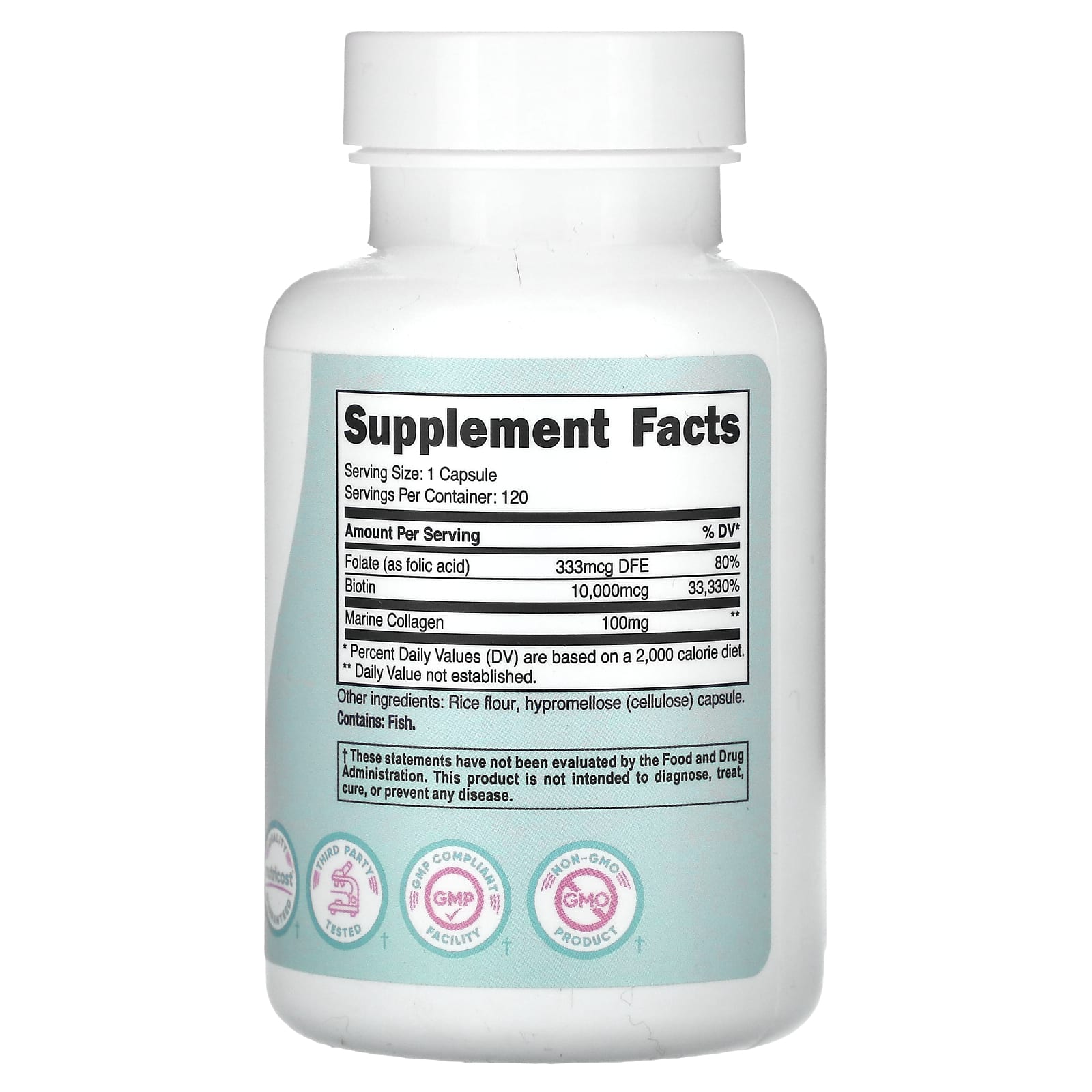 Nutricost, Women, Biotin With Folate & Collagen, 10,000 mcg, 120 Capsules - Image 2