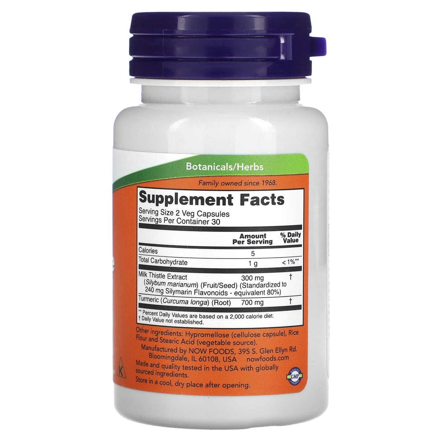 NOW Foods, Milk Thistle Extract with Turmeric, 60 Veg Capsules - Image 2