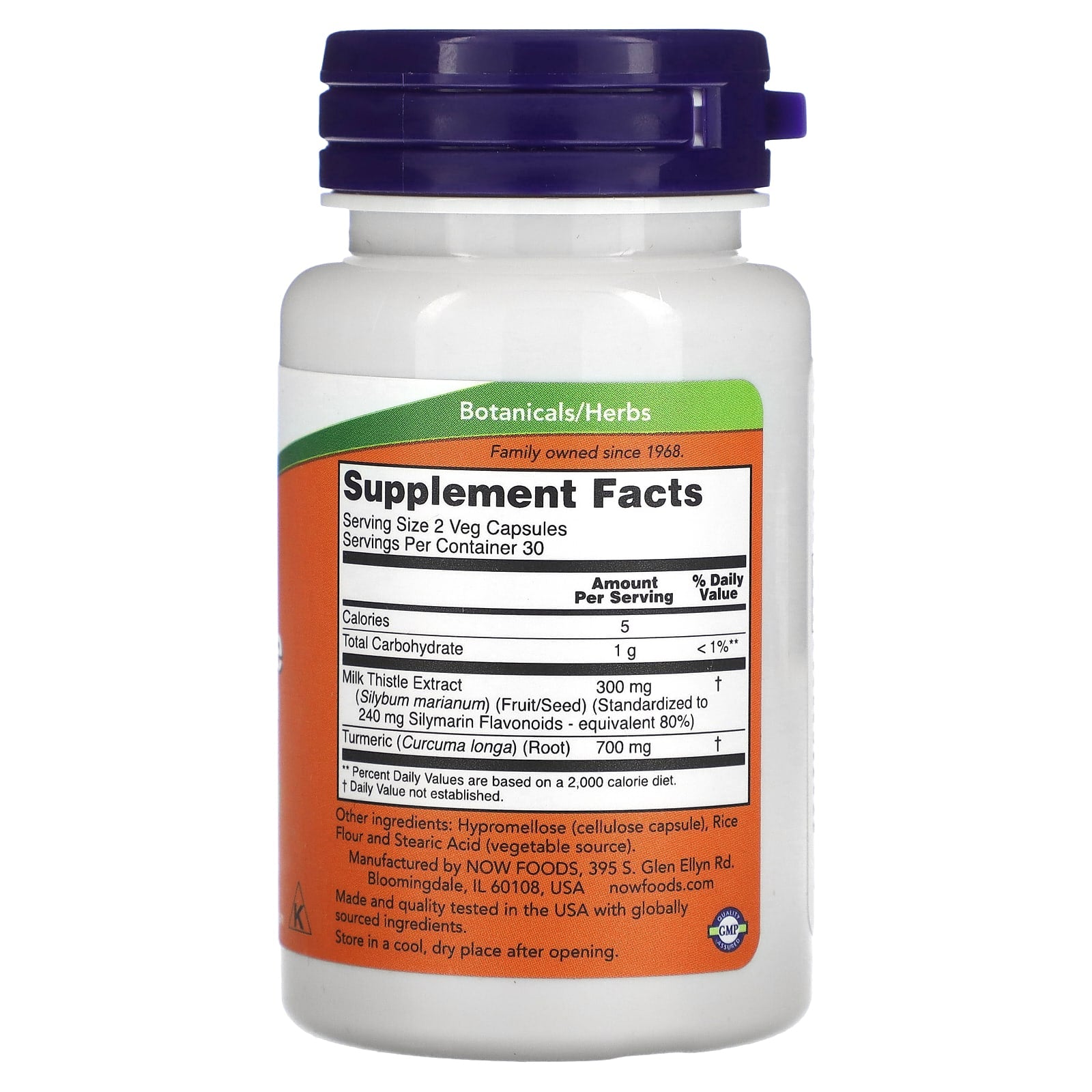 NOW Foods, Milk Thistle Extract with Turmeric, 60 Veg Capsules - Image 2