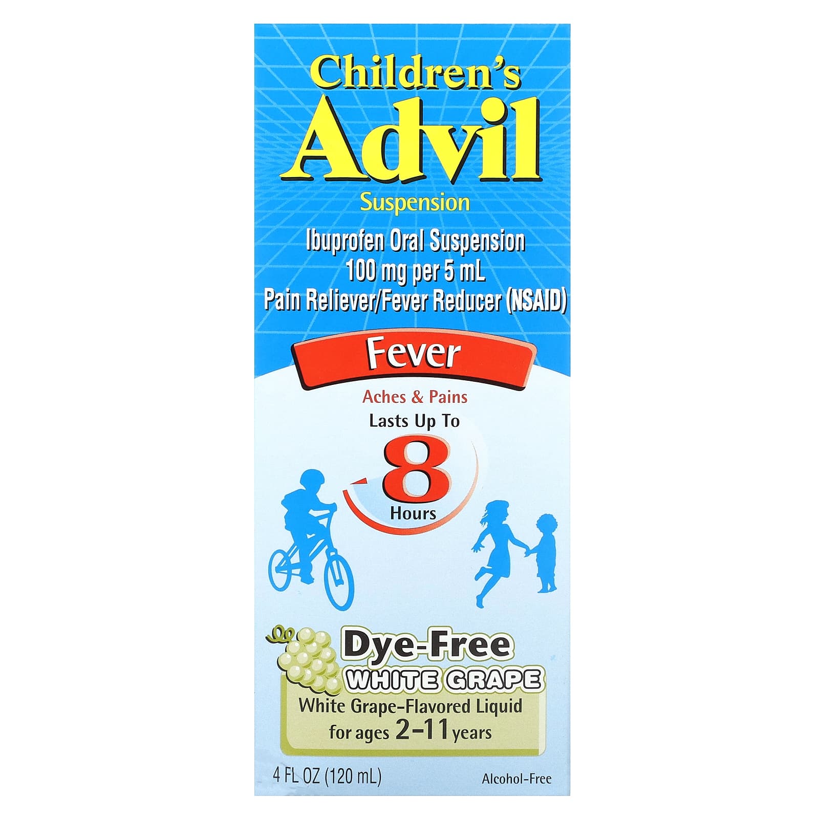 Children's Advil, Fever, For Ages 2-11 Years, White Grape, 4 fl oz (120 ml)