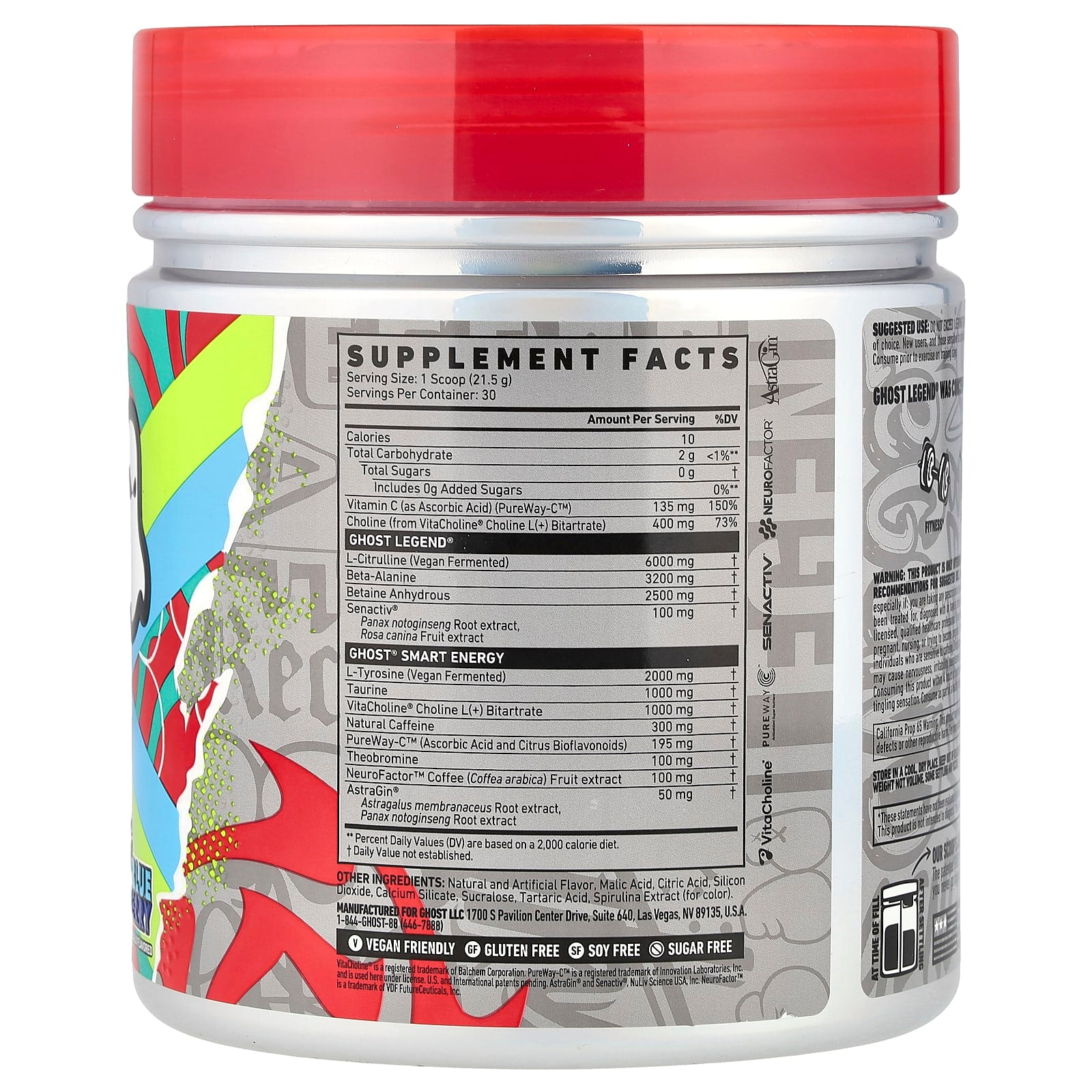 Ghost Legend Pre-Workout, Blue Raspberry, 22.8 oz (645g) - Image 2