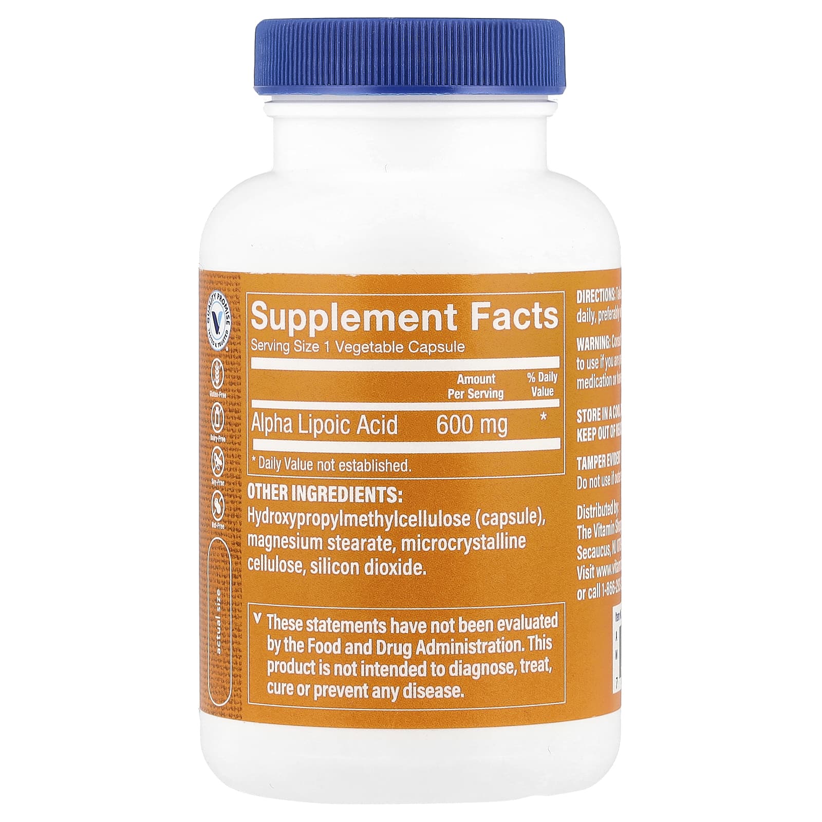 The Vitamin Shoppe, Alpha Lipoic Acid, 600 mg , 120 Vegetable Capsules - Image 2