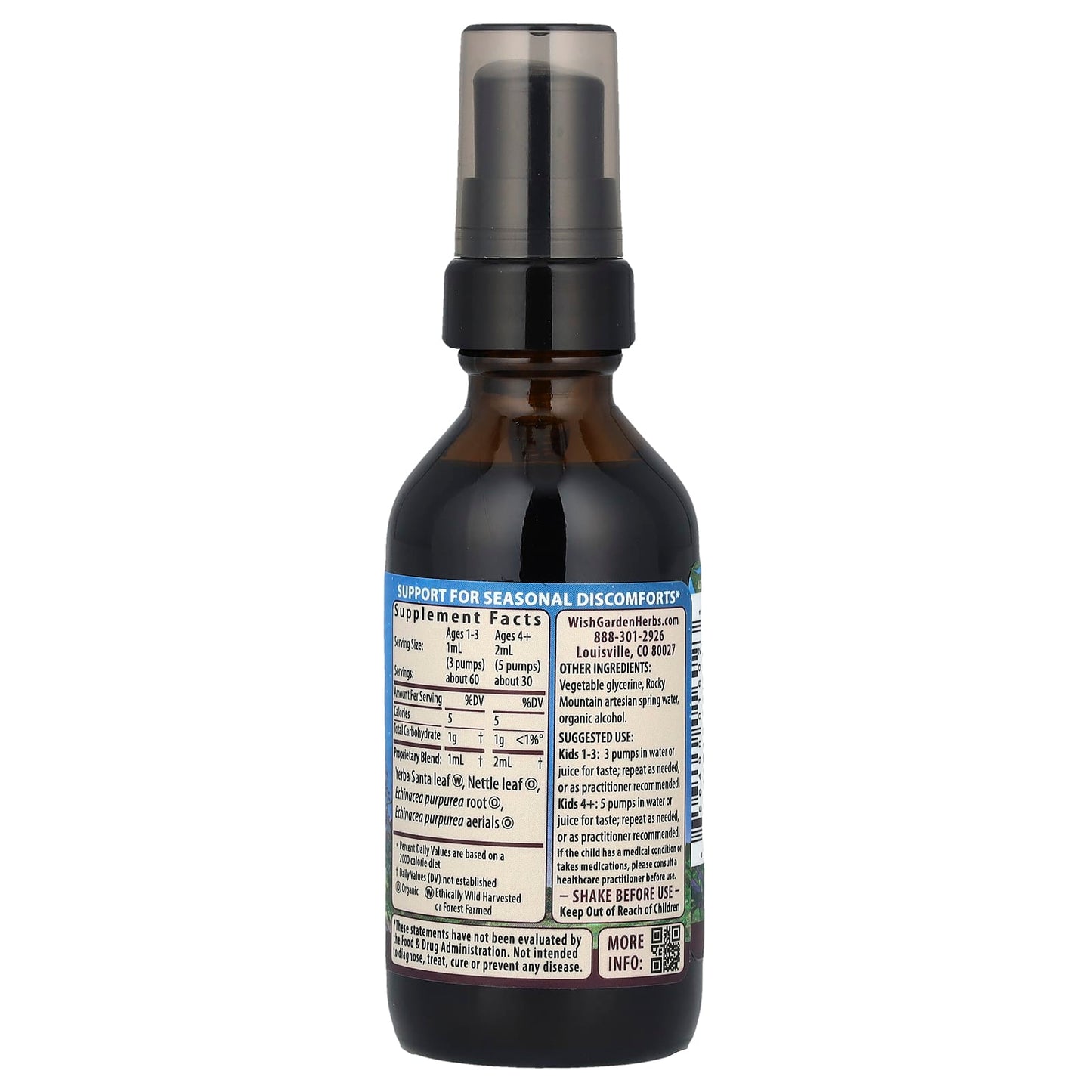 WishGarden Herbs, Kids, Kick-It™ Allergy Seasonal Rescue, 2 fl oz (59 ml) - Image 2