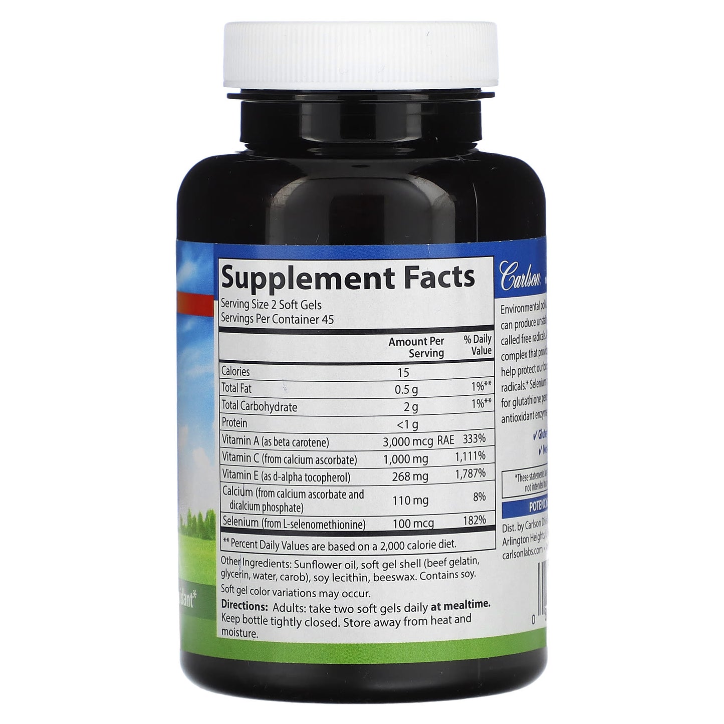 Carlson ACES Vitamins for Immune Support & Antioxidant Protection - 90 Softgels - Image 2