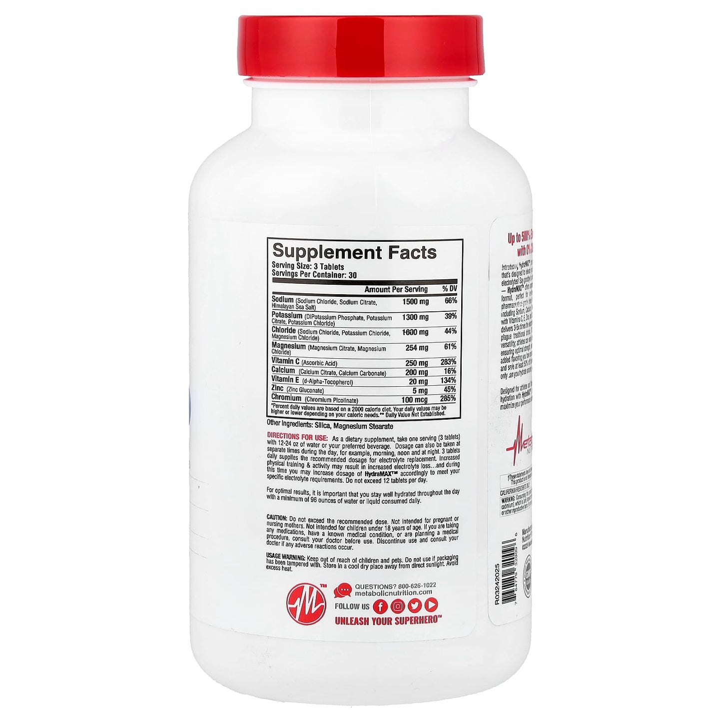 Metabolic Nutrition, HydraMAX™, Max Potency, 90 Tablets - Image 2
