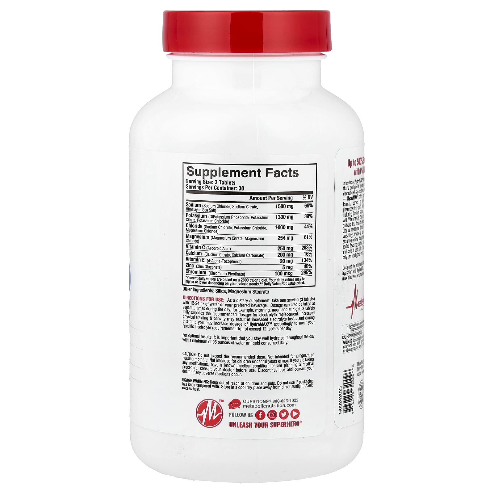 Metabolic Nutrition, HydraMAX™, Max Potency, 90 Tablets - Image 2