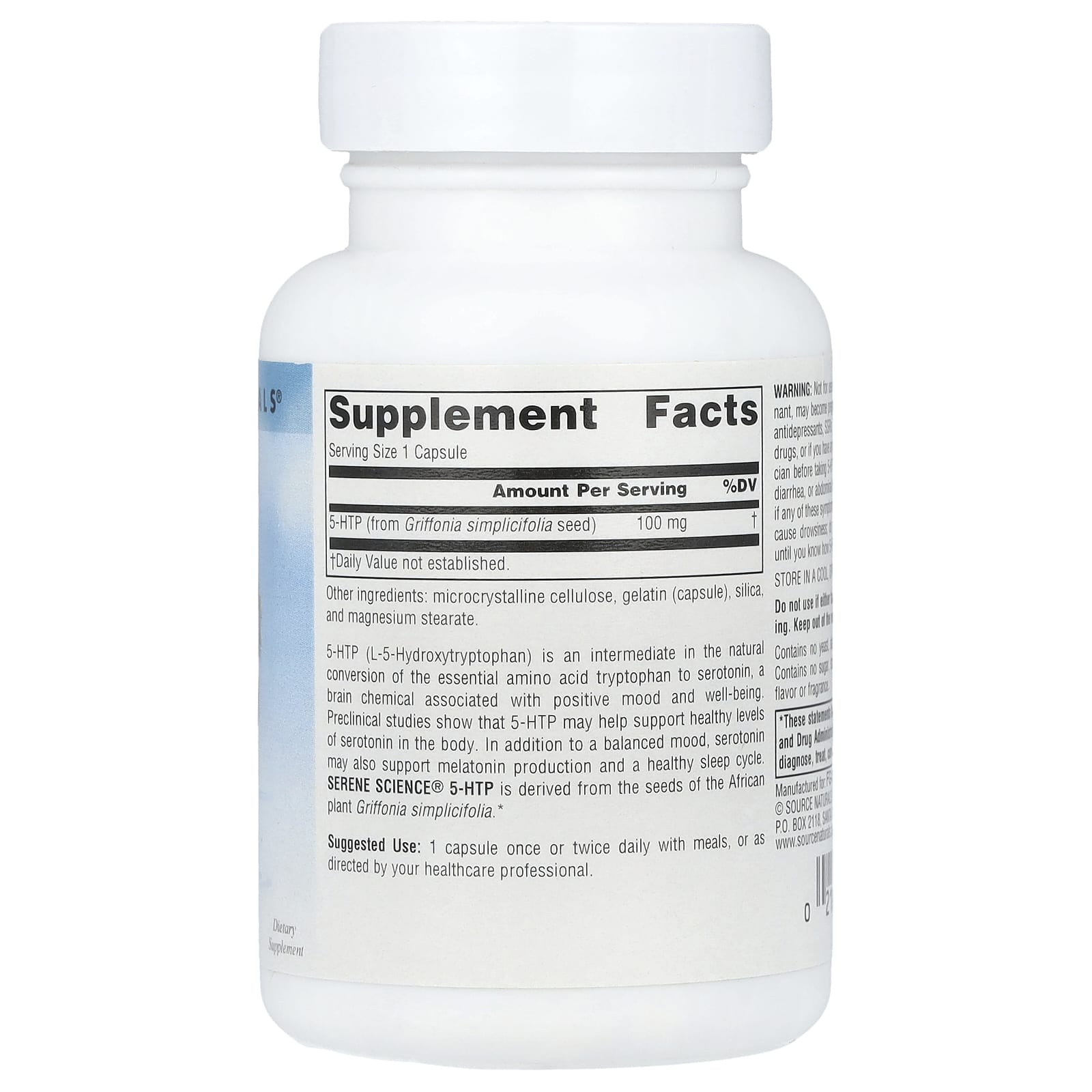 Source Naturals, Serene Science®, 5-HTP, 100 mg, 60 Capsules - Image 2