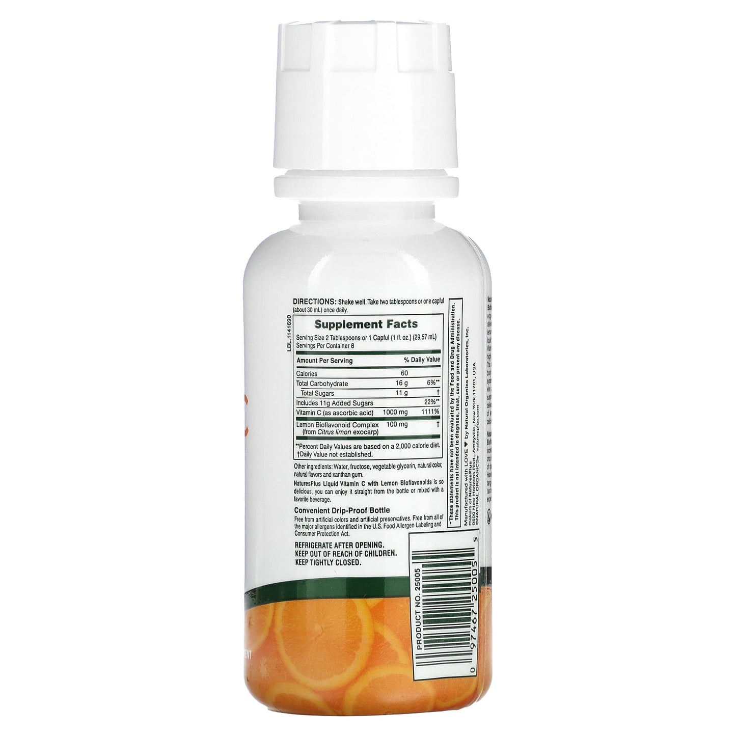 NaturesPlus, Liquid Vitamin C, Natural Orange, 8 fl oz (236.56 ml)