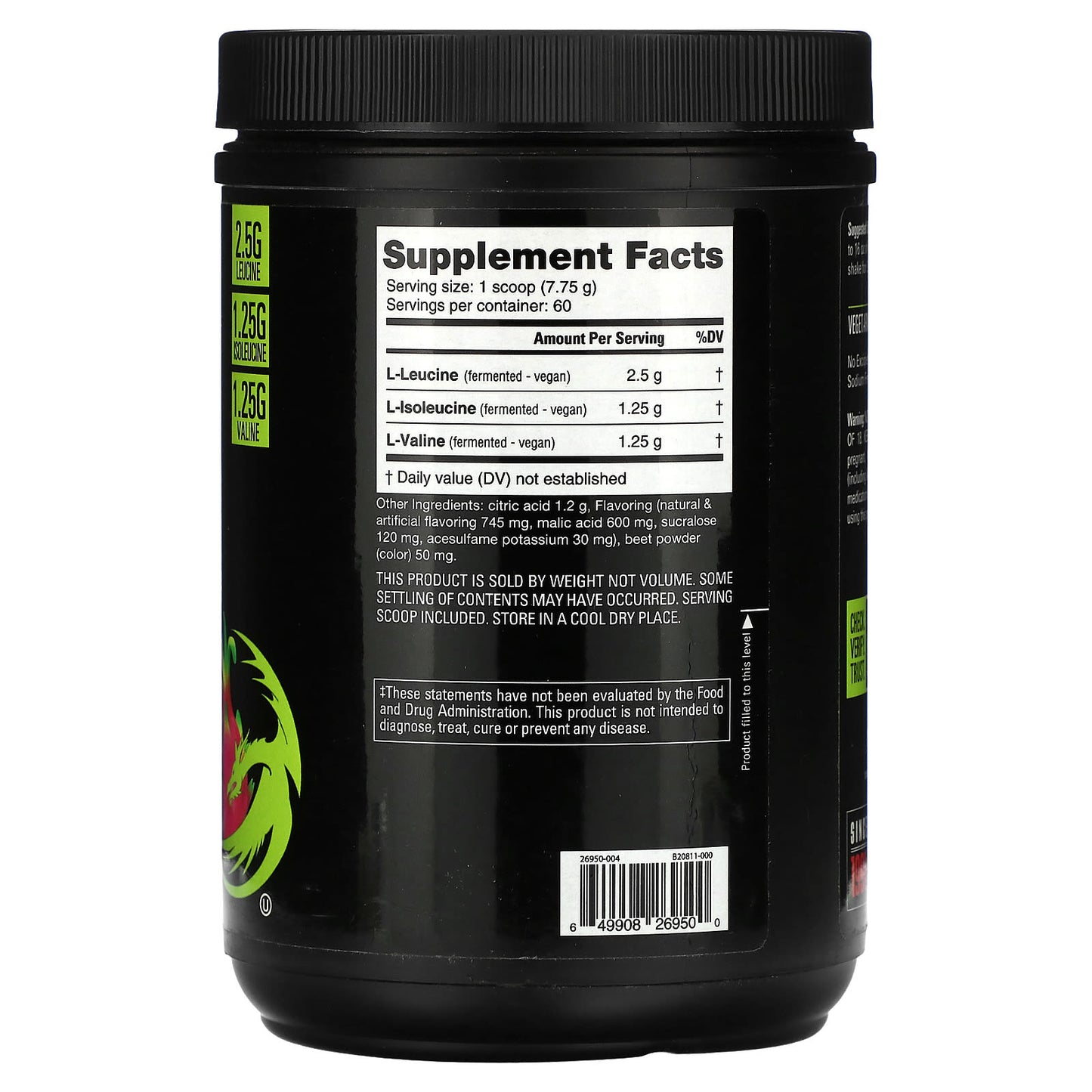 NutraBio, BCAA 5000, Dragonfruit Candy, 1.03 lb (465 g) - Image 2