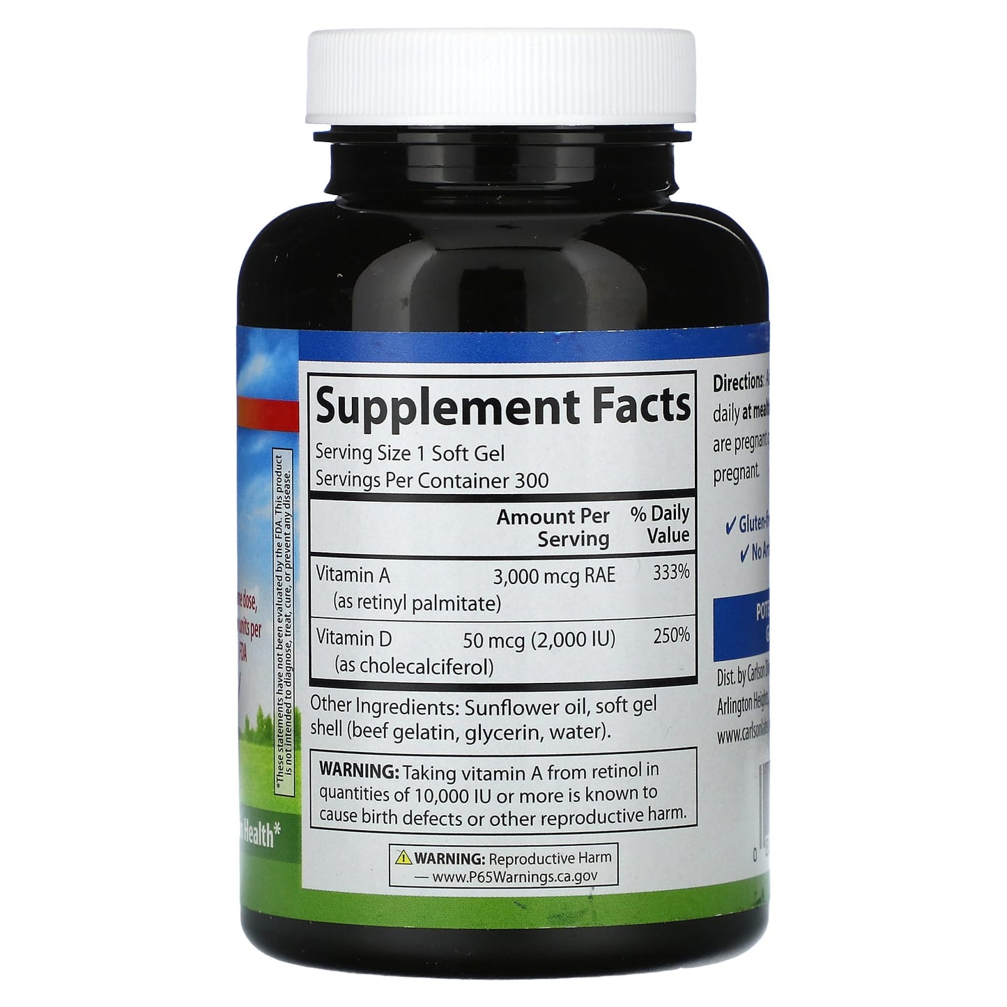 Carlson Vitamins A & D Soft Gels - Immune Function & Vision Support - Image 2