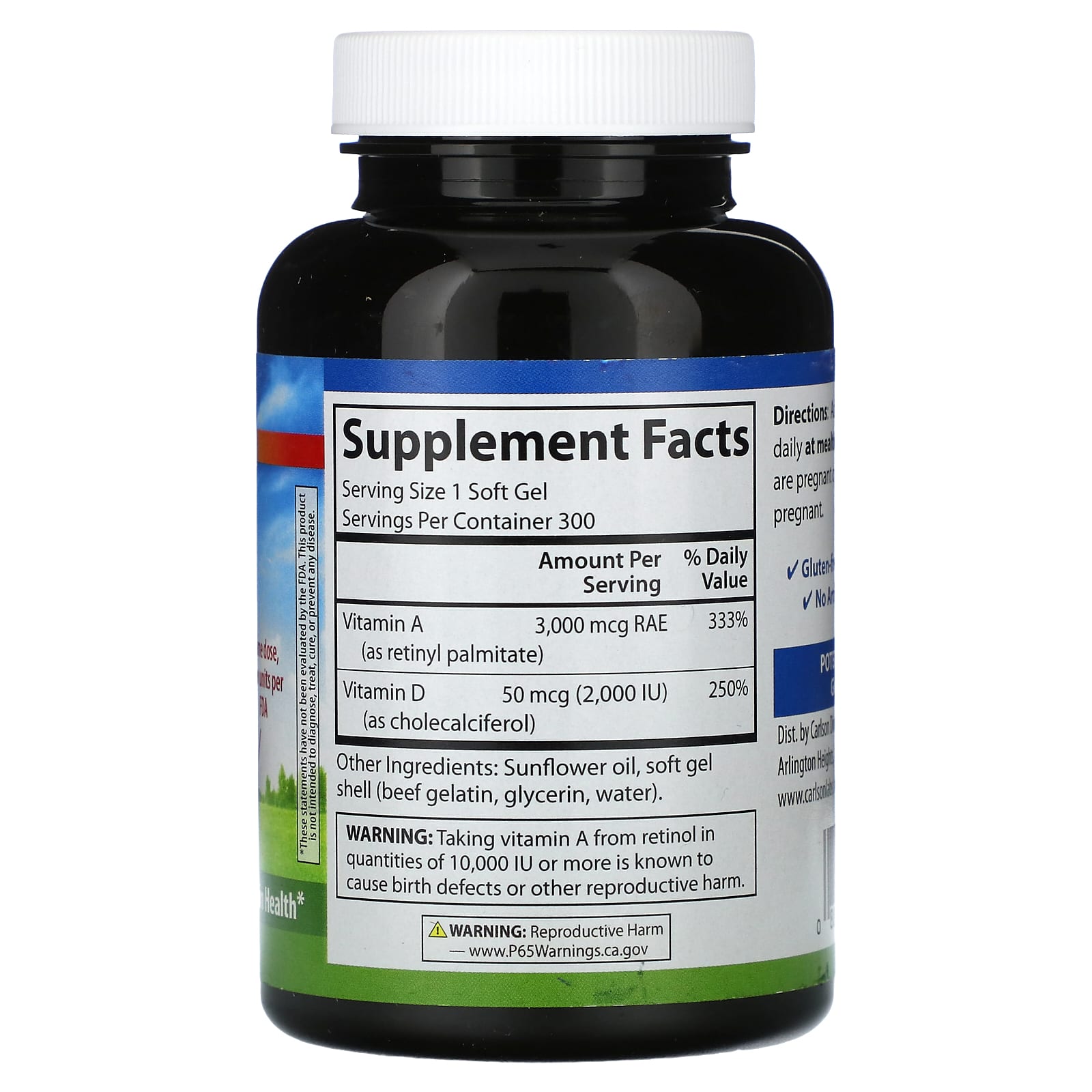 Carlson Vitamins A & D Soft Gels - Immune Function & Vision Support - Image 2