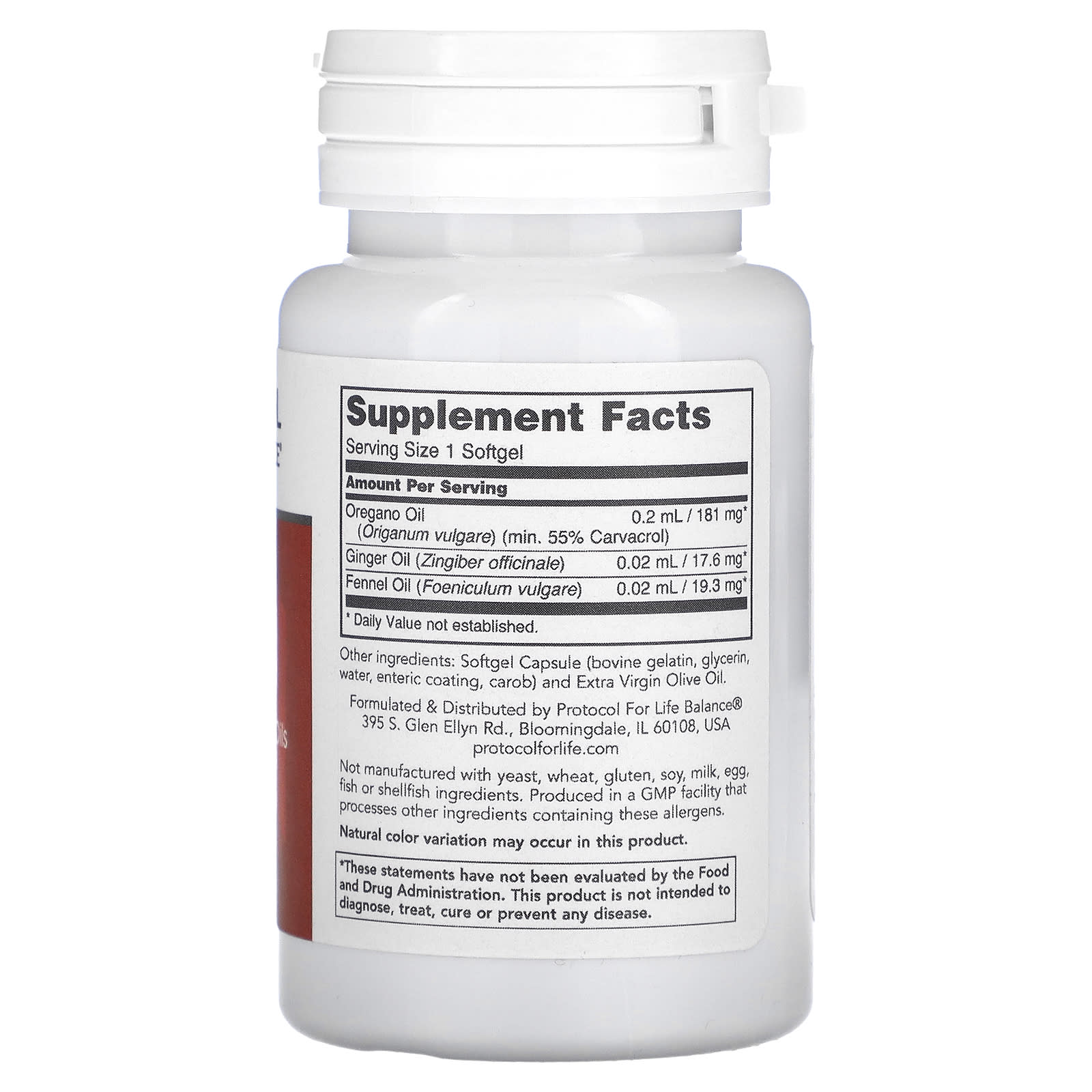 Protocol for Life Balance, Oregano Oil with Ginger and Fennel Oils, 90 Softgels - Image 2