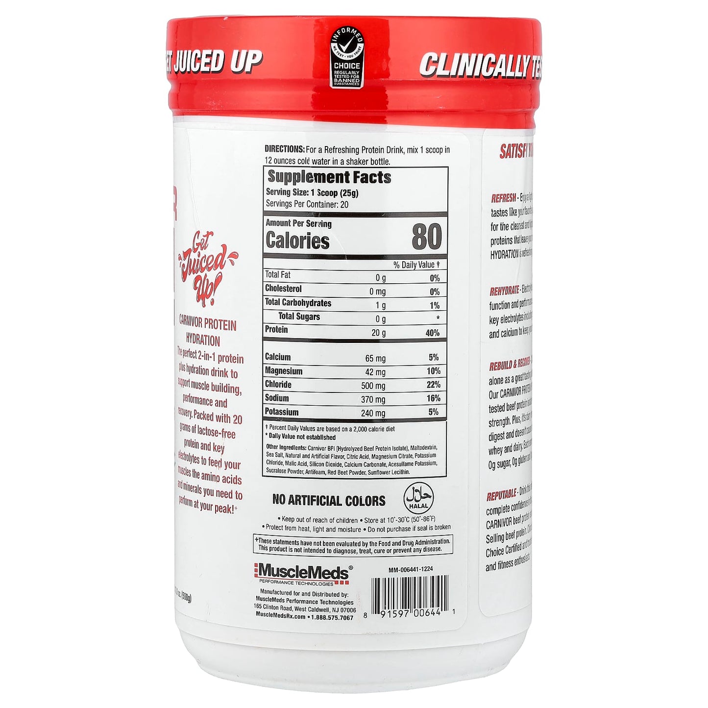 MuscleMeds, Carnivor Protein Hydration, Tropical Punch, 17.6 oz (500 g) - Image 2