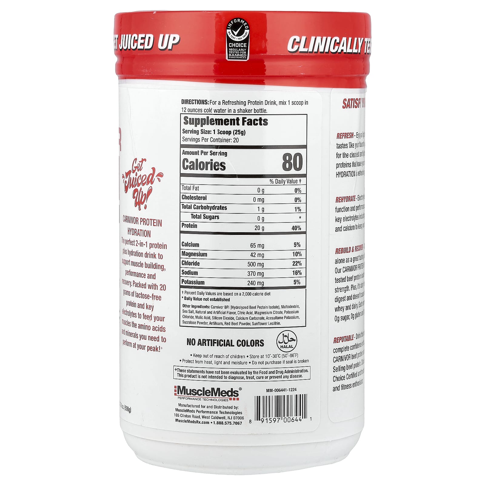 MuscleMeds, Carnivor Protein Hydration, Tropical Punch, 17.6 oz (500 g) - Image 2