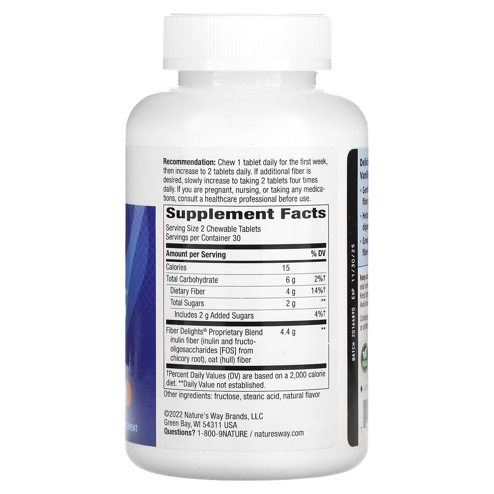 Nature's Way, Fiber Delights, Vanilla, 60 Chewable Tablets (2.2 g per Tablet) - Image 2