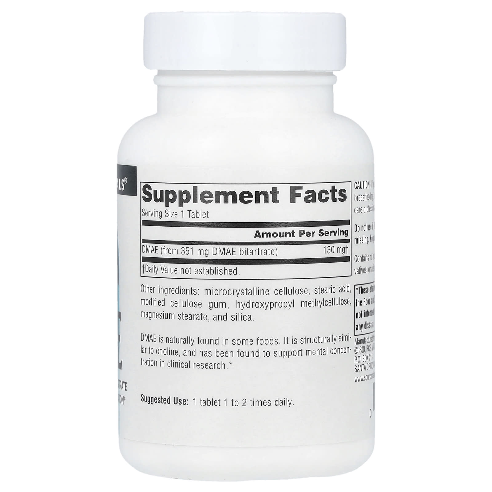 Source Naturals, DMAE , 351 mg , 100 Tablets - Image 2