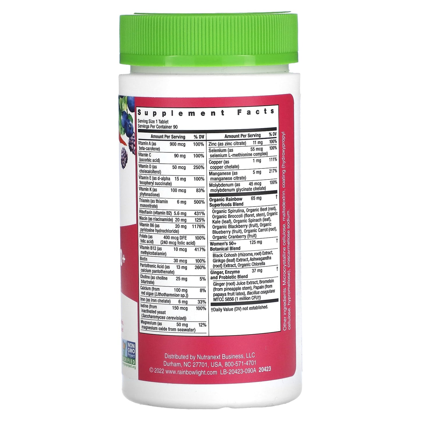 Rainbow Light, Women's One 50+, Daily Multivitamin, High Potency, 90 Vegetarian Tablets - Image 2