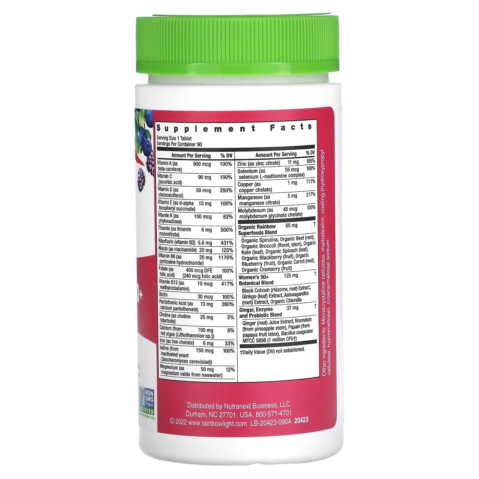 Rainbow Light, Women's One 50+, Daily Multivitamin, High Potency, 90 Vegetarian Tablets - Image 2